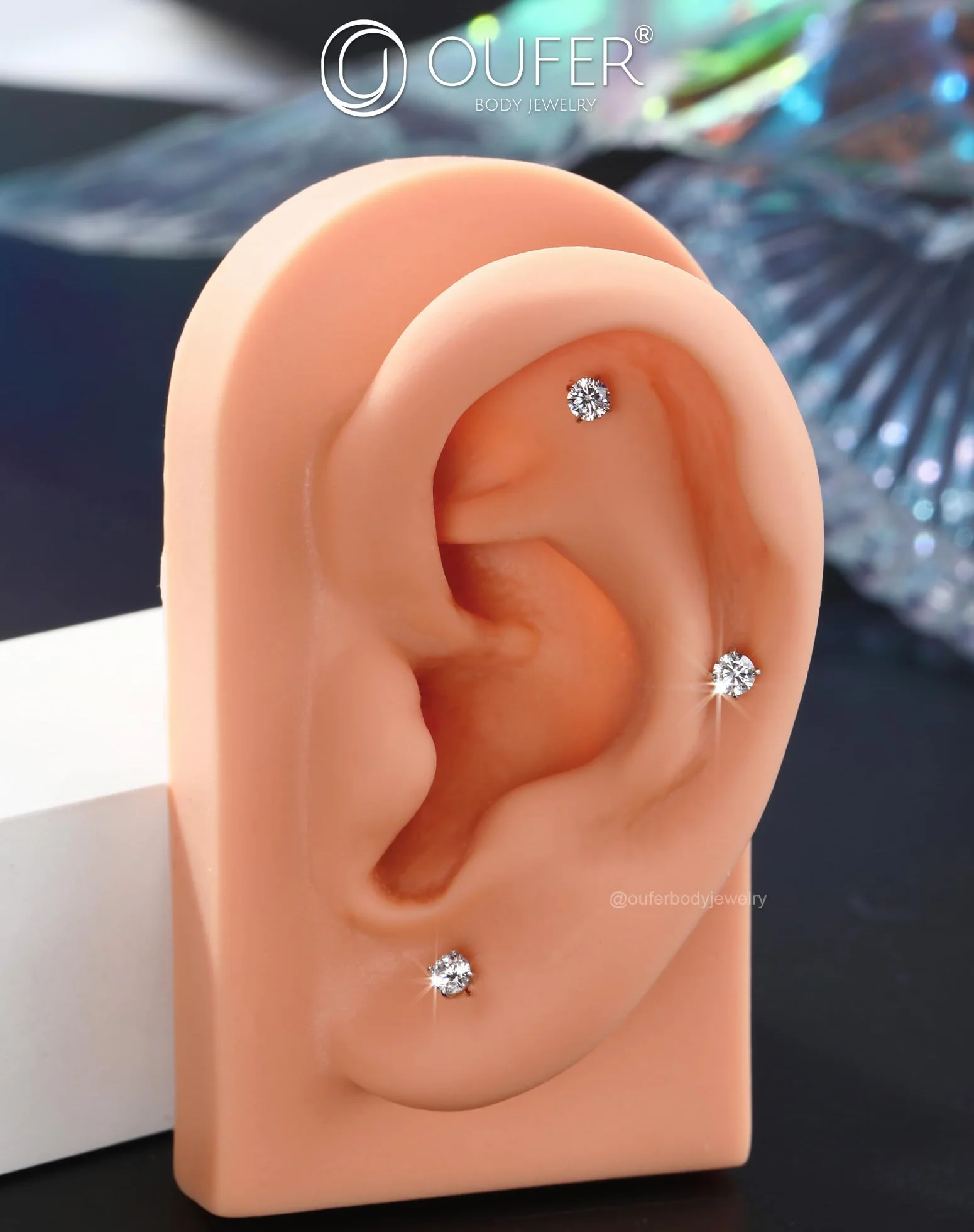OUFER 16G Piercing Helix Filettato Interno Argento 925 Conch Lobe Lip Stud Trasparente 2/2.5/3 mm CZ Gioielli Per Il Corpo