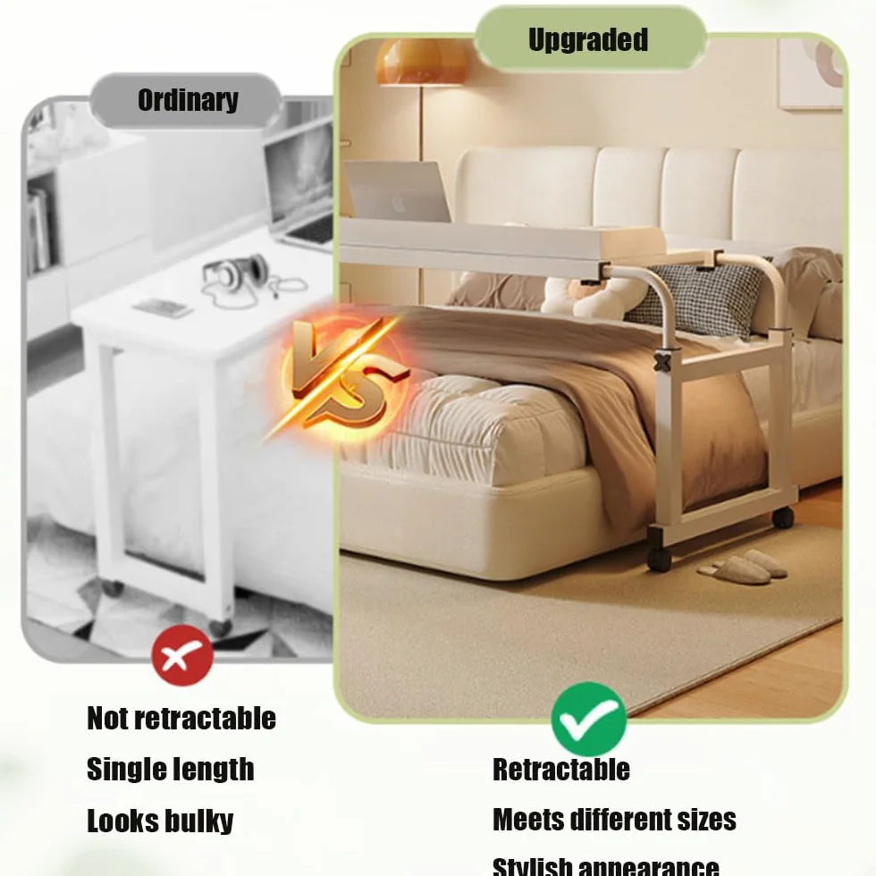 Letto di Cura Mobile con Tavolo a Croce, Scrivania per casa e Ufficio con Ruote e Altezza Regolabile Tavolo Medico(Color:Nero)