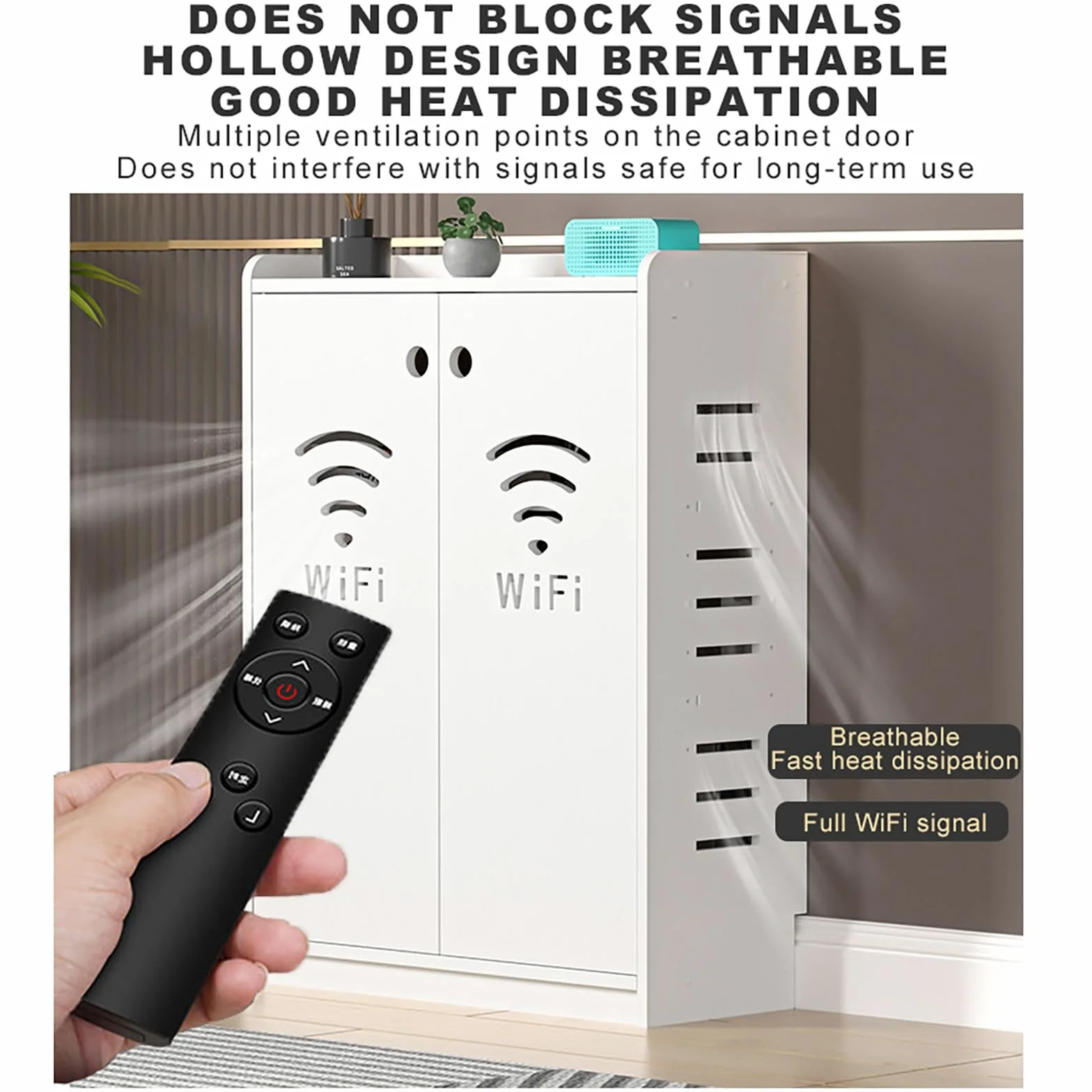 WiFi Scatola di Immagazzinaggio del Router Mobiletto Portaoggetti per Router Wi-Fi con Anta e Ripiani per Soggiorno e Ufficio.(Black,50x25x60cm)