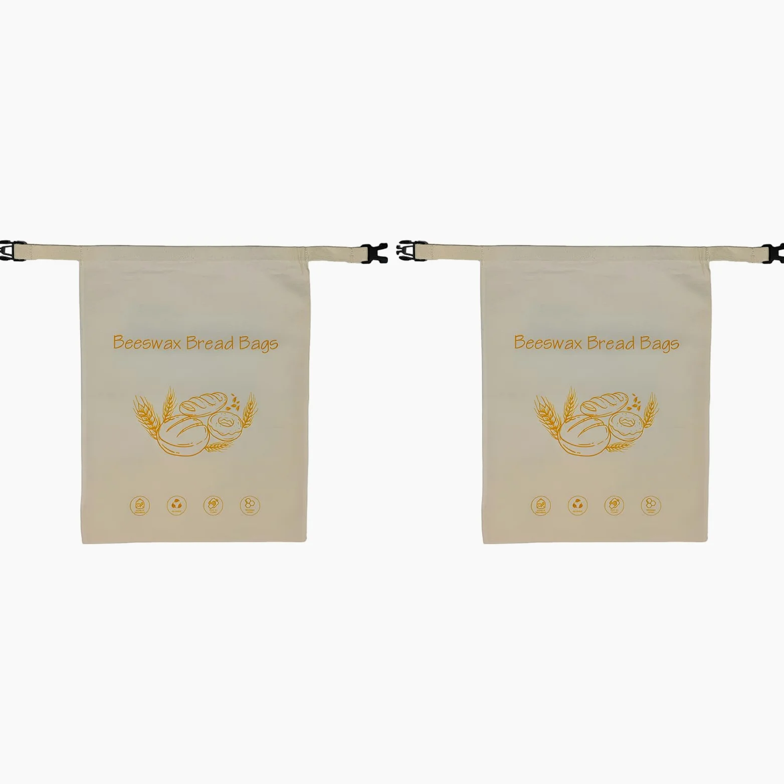 2 sacchetti per pane in cera d'api con fibbia, riutilizzabili, in cera d'api, beige, 18 x 13 x 6,1 cm, per pasta madre fatta in casa, aiutano a mantenere il pane fresco