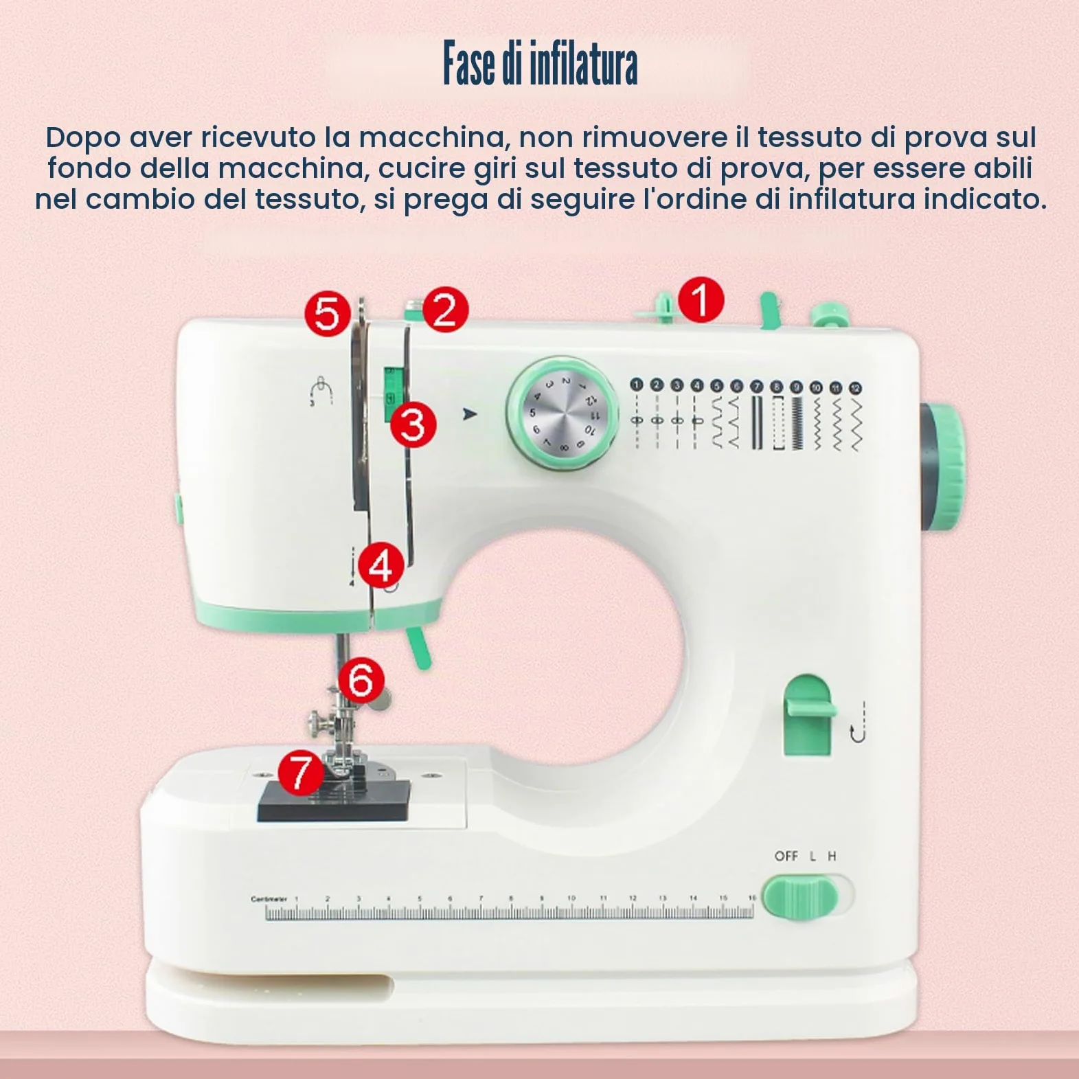 520 Macchina Da Cucire Portatile, Macchina Da Cucire Multifunzione Per Principianti E Professionisti, 12 Punti, Pedali, Accessori Per Cucire, Ideale Per Vestiti, Federe E Uso Domestico