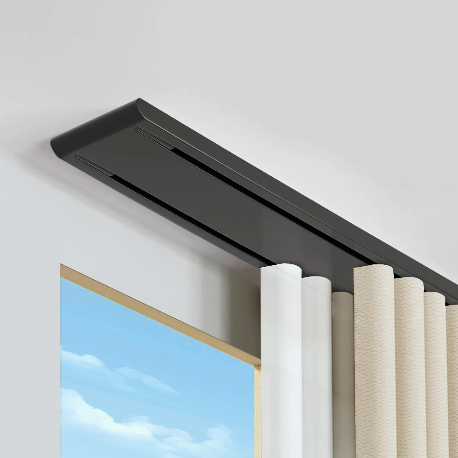 Binario per Tenda a Doppia Riga, Binario per Tenda da Soffitto Silenzioso, per Camera da Letto, Soggiorno, Ospedale (Nero, 300 cm)
