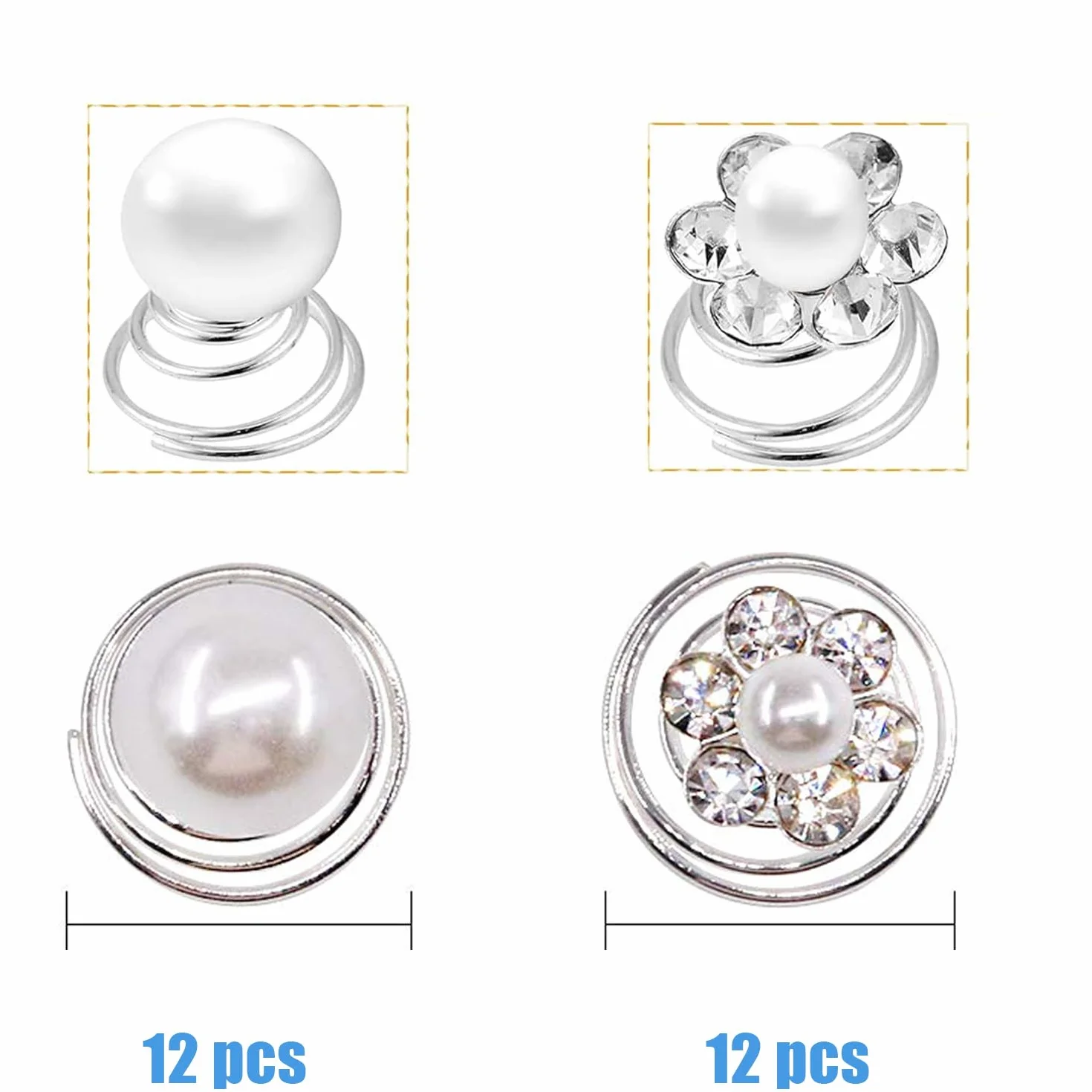 Forcine per capelli da sposa a spirale con strass perle diamante fiori 2 stili