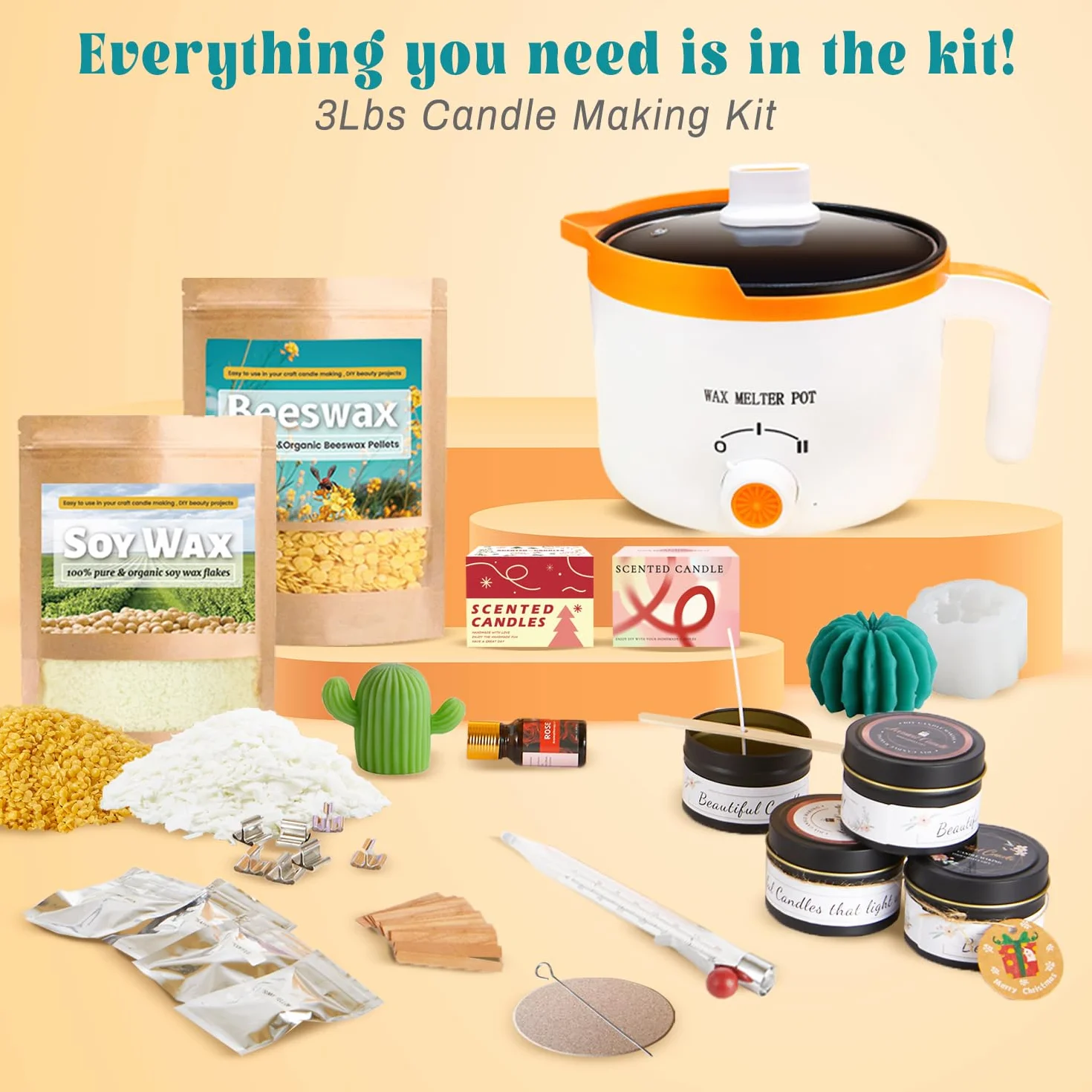 Ksedcon Kit Creazione Candele Profumate 900g Cera Soia 454g Cera Api Set Candele fai da te Stampi