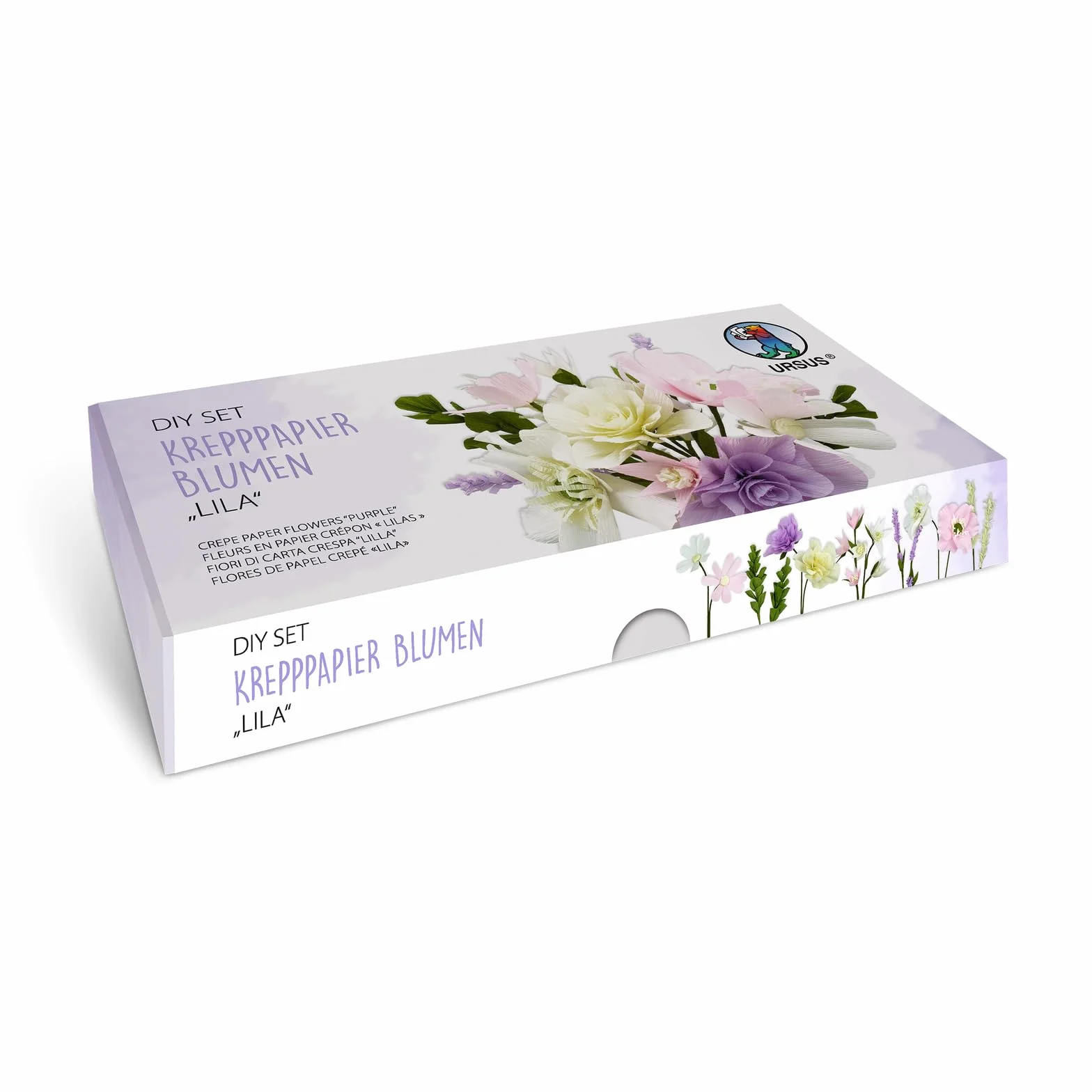 URSUS Set di fiori viola fai da te in carta crespa, bouquet con rosa, lavanda, eucalipto e papavero