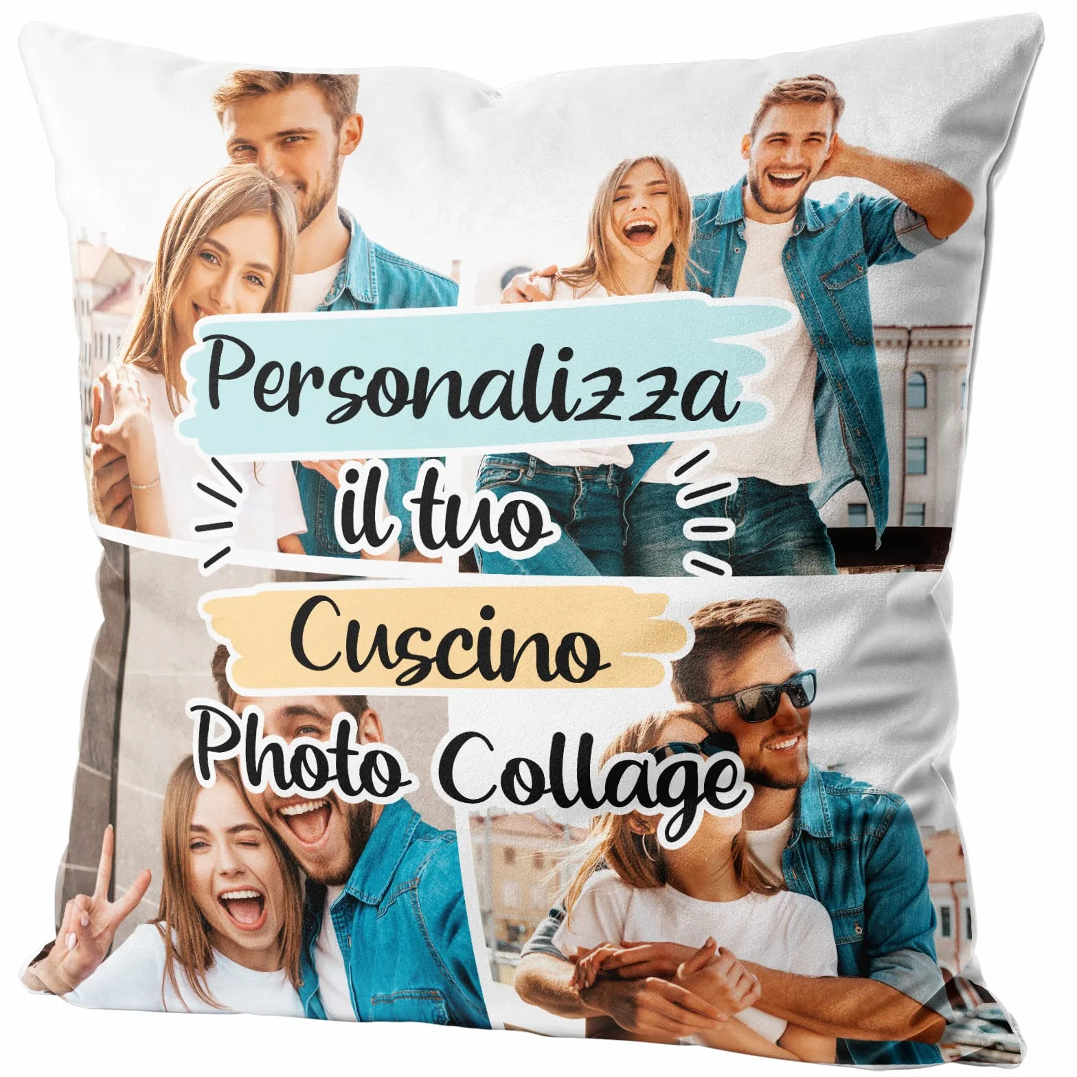 Woopers Cuscino Foto Collage Personalizzato 40x40 Imbottitura Inclusa 4 Foto