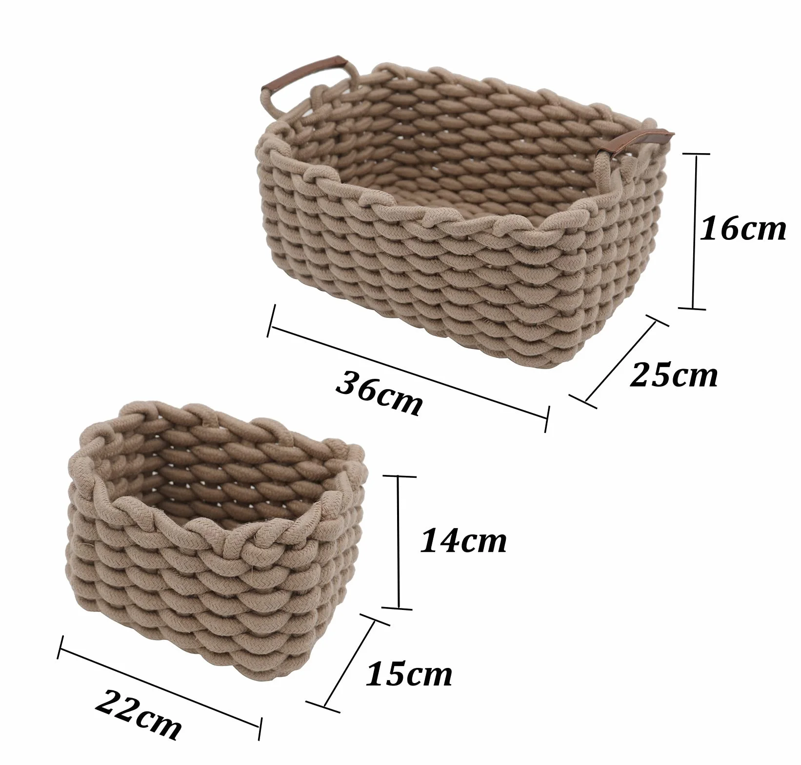 Cestini in Corda di Cotone Set di 3 Organizer Decorativi Naturali Rettangolari Icegrey