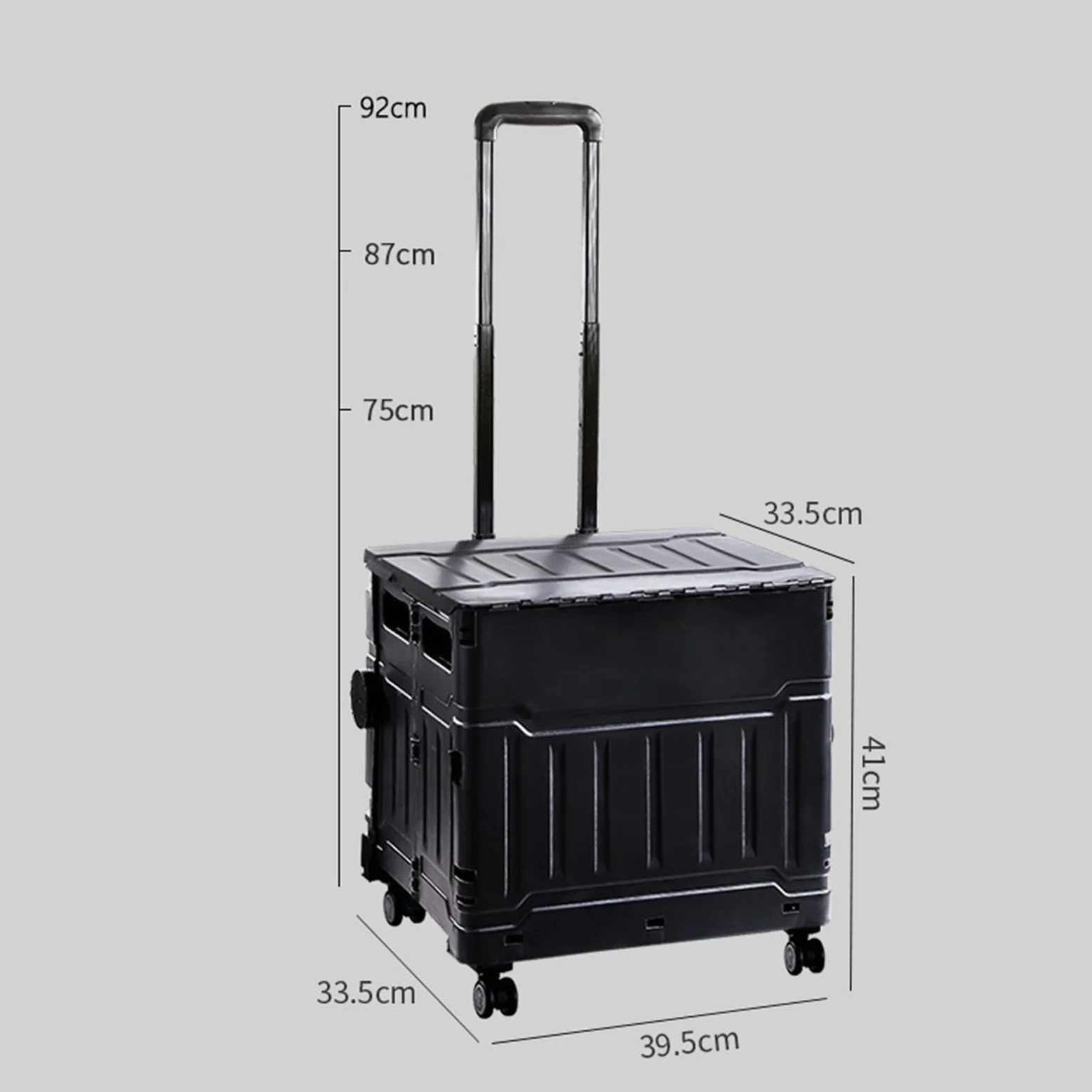 Scatola portaoggetti pieghevole con coperchio, portatile, con manico in alluminio regolabile, per shopping, viaggi e ufficio, leggero e facile da riporre, 34 x 40 x 41 cm