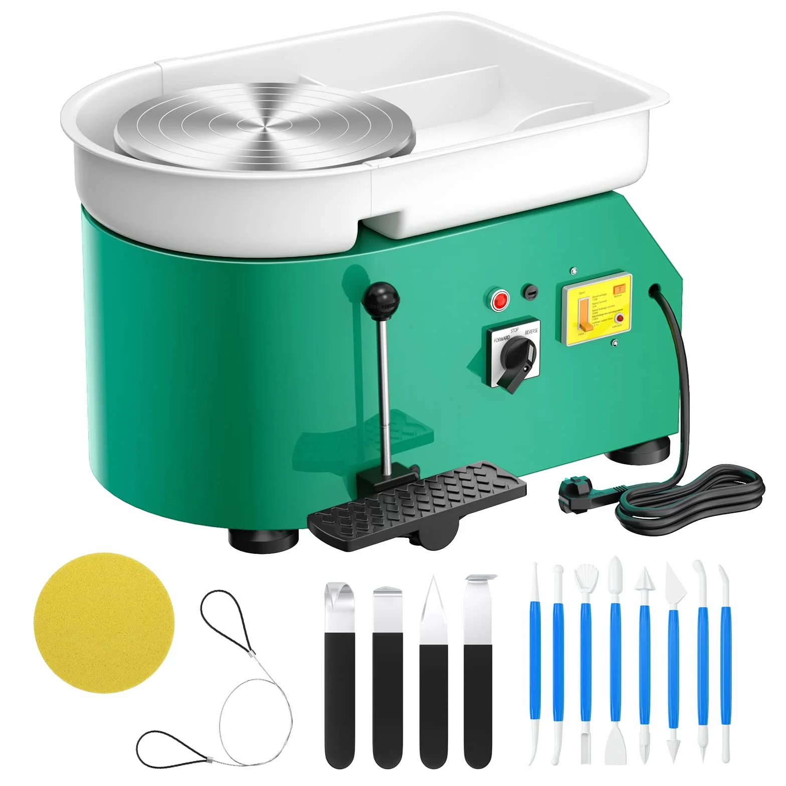 Tornio per Ceramica, 25CM Macchina da Tornio per Argilla che Forma la Macchina 350W Strumento Elettrico di Argilla fai da te con Pedale e Bacino Staccabile