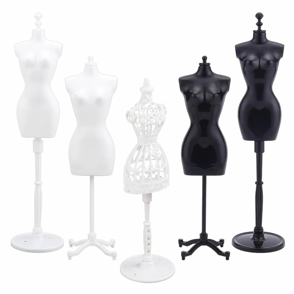 NBEADS 5 Set Mini Manichino Display Modello, Supporto Plastica Mannequin Holder Dress Form per Abiti Fai Da Te