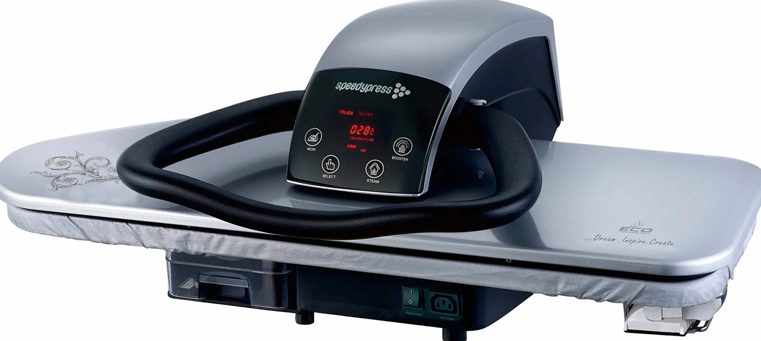 Speedypress - Pressa da stiro a vapore 91 HD, argento, resistente, professionale, 91 cm (accessorio, filtro anticalcare, copertura di ricambio)