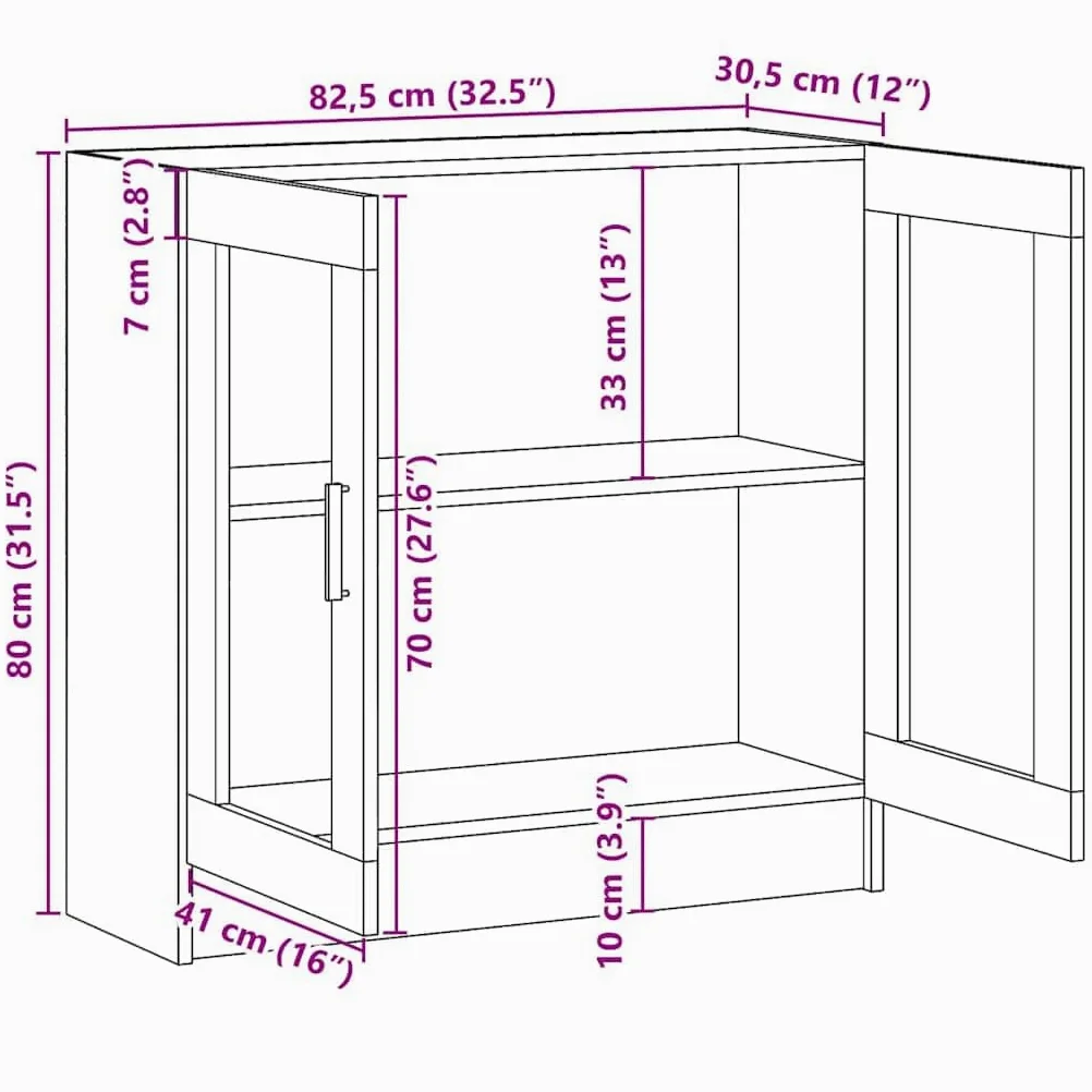 Armadio Vetrina Sonoma Grigio 82,5x30,5x80 cm Legno Ingenierie | 2 scomparti, superficie facile da pulire, fissaggio a parete incluso, manuale di montaggio fornito