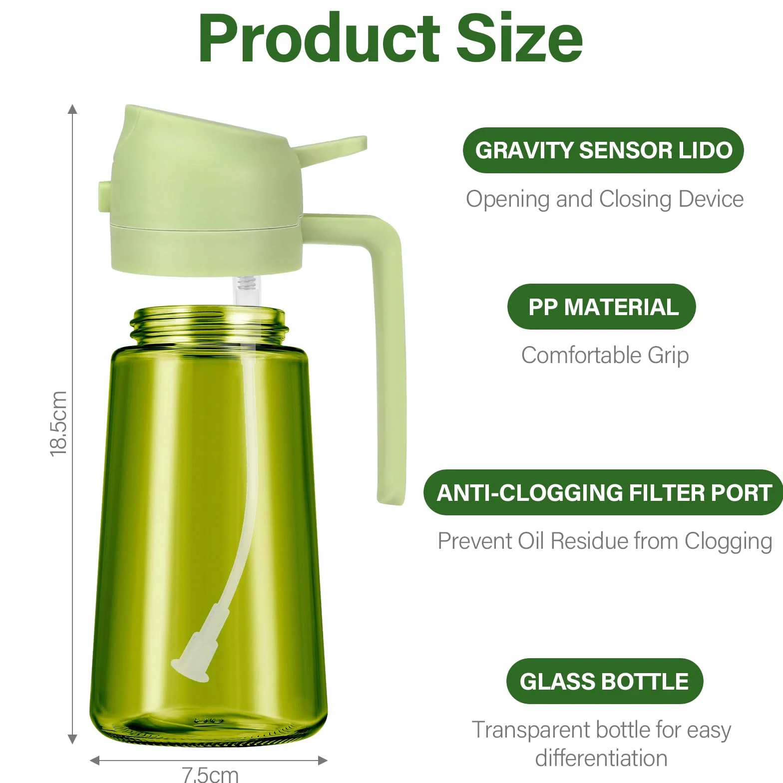 Spruzzatore di olio 2 in 1 per cucina 470 ml con blocco