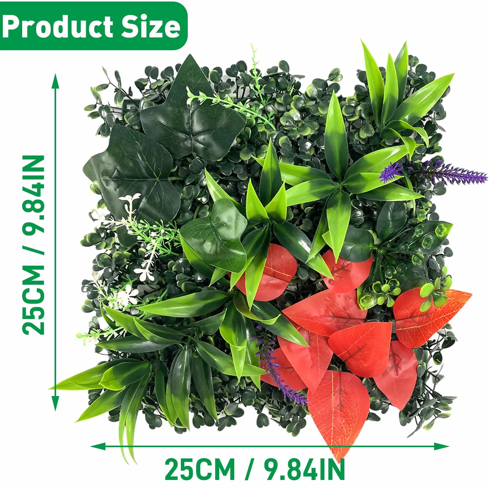 Pannelli Muro Vegetale Artificiale 4 Pezzi 25x25cm Piante Finte da Parete per Interni Esterni