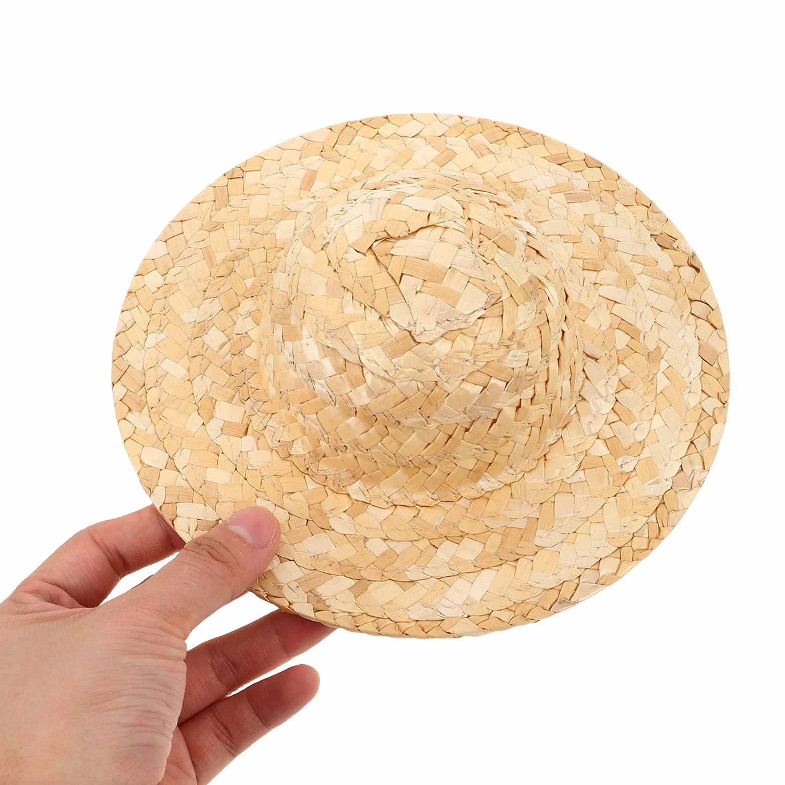 2 Pezzi Cappelli Mini di Paglia Beige per Bambole, Sombrero Intrecciato Leggero e Versatile per Decorazioni e Attività Creative in Famiglia