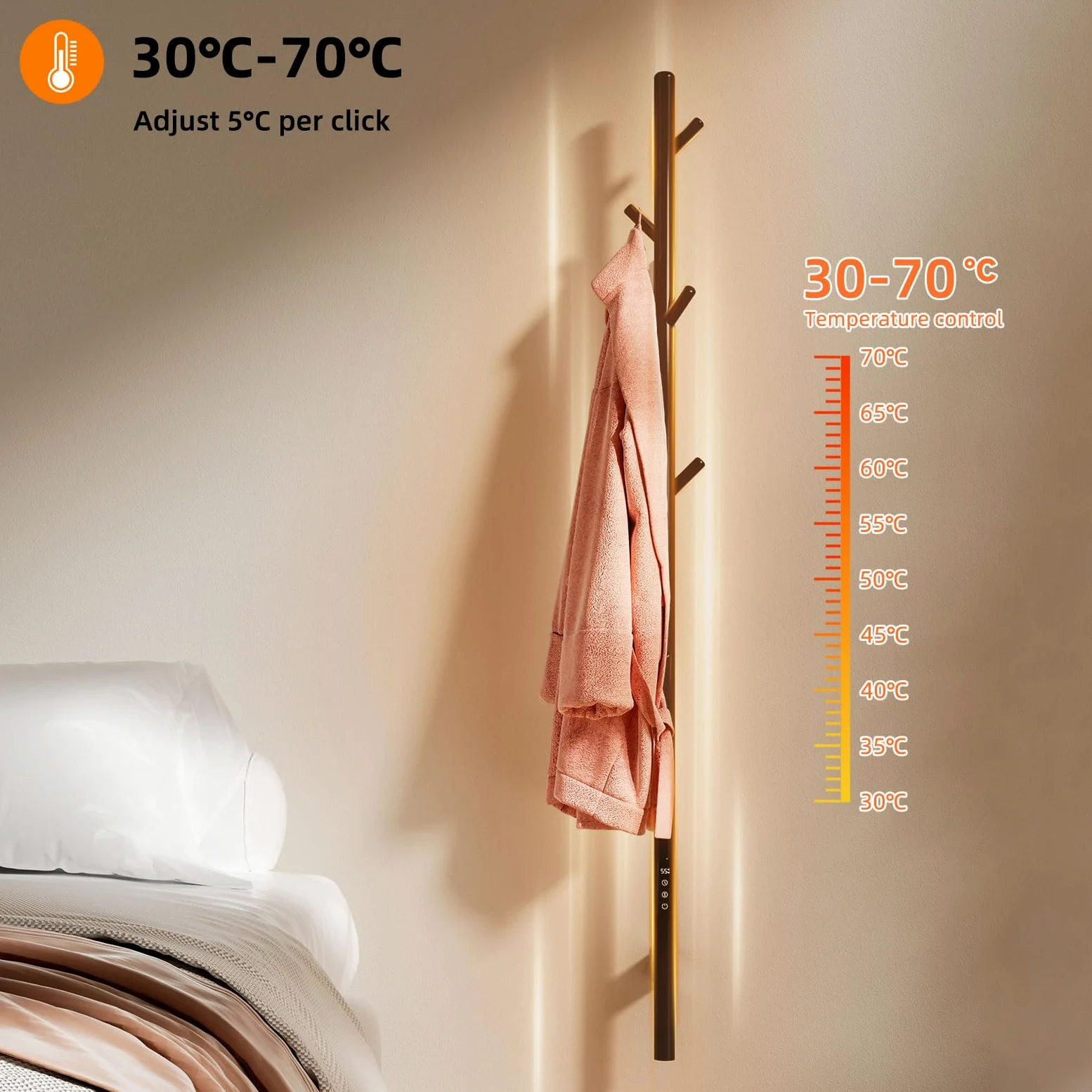 Termoarredo Elettrico, Scaldasalviette Elettrico WiFi Nero, 95W, 1500x125mm, Termosifone da Parete, per Alexa e Google Home e App, Risparmio Energetico, Impermeabile IPX5-G03 WiFi Black