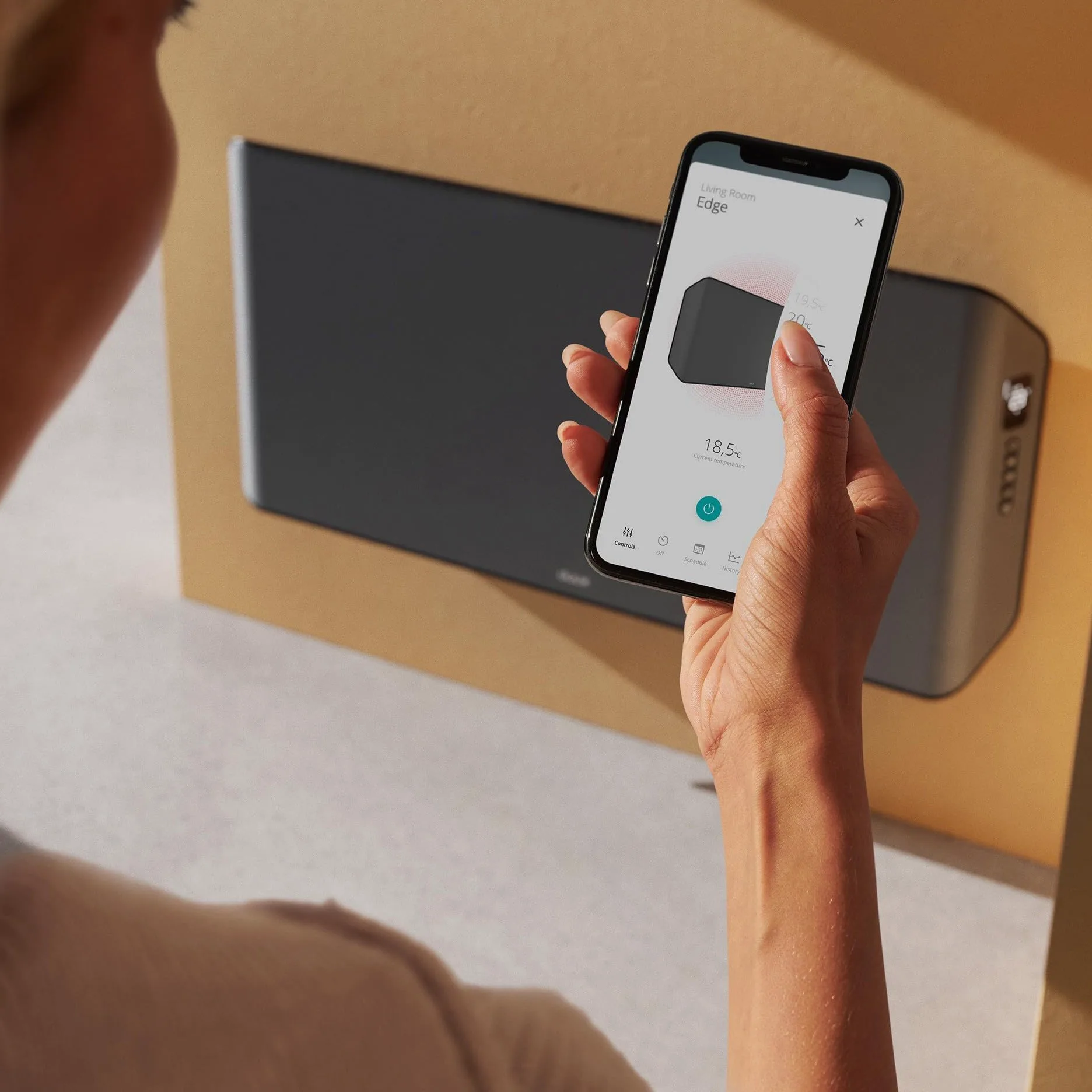 Duux Edge Smart 1500 W Riscaldamento elettrico a risparmio energetico – Convettore elettrico – Termoventilatore da bagno – Radiatore con termostato – Riscaldatori elettrici per ambienti fino a 20 m² –