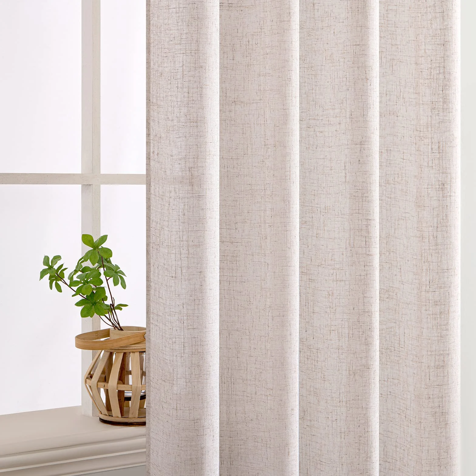 MIULEE Lino Tende Finestre Tenda a Pannello Traslucido Tende Moderne a Vela Trasparente per Porte Balcone Adatte per Soggiorno Camera da Letto 2 Pezzo Set Lino Naturale Bianco 140x260 cm