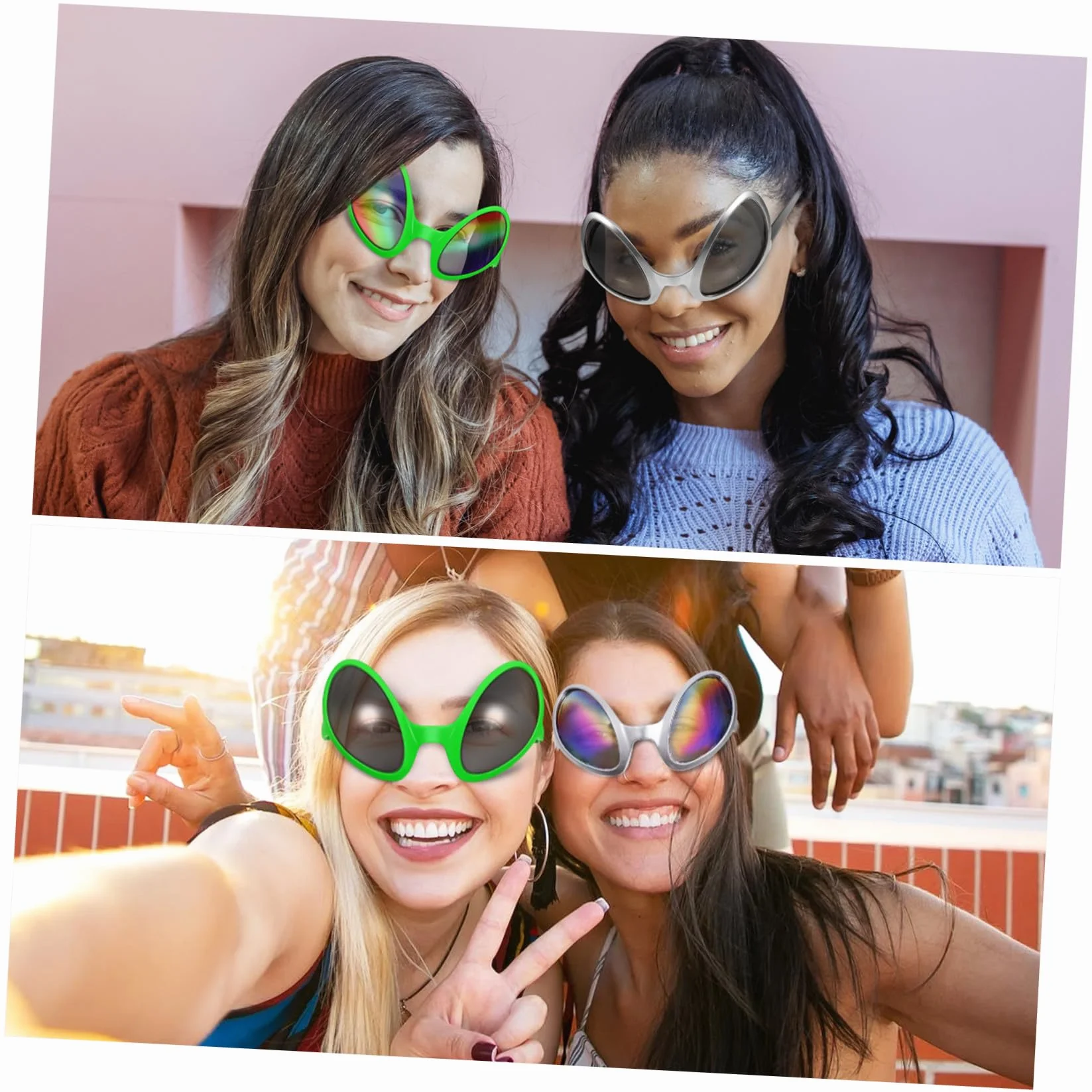 TEHAUX 4 Pezzi Occhiali da Sole Alieno Decorativi in Abs per Feste e Raduni di Amici, Accessori Divertenti e Photo Props per Teenager e Uomini