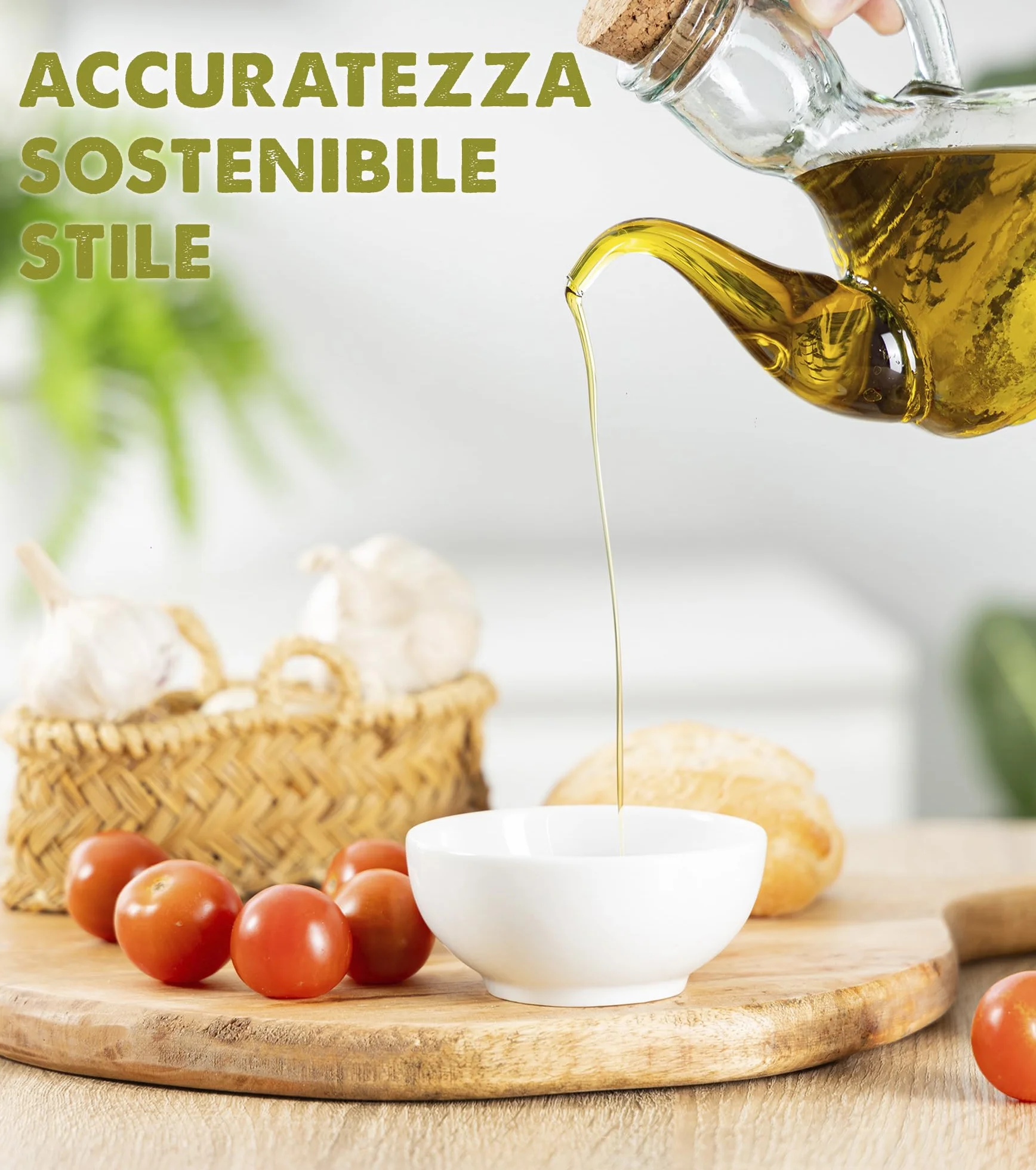 Oliera vetro dispenser olio bottiglia olio vetro oliva salvagoccia contenitore porta olio 500 ML