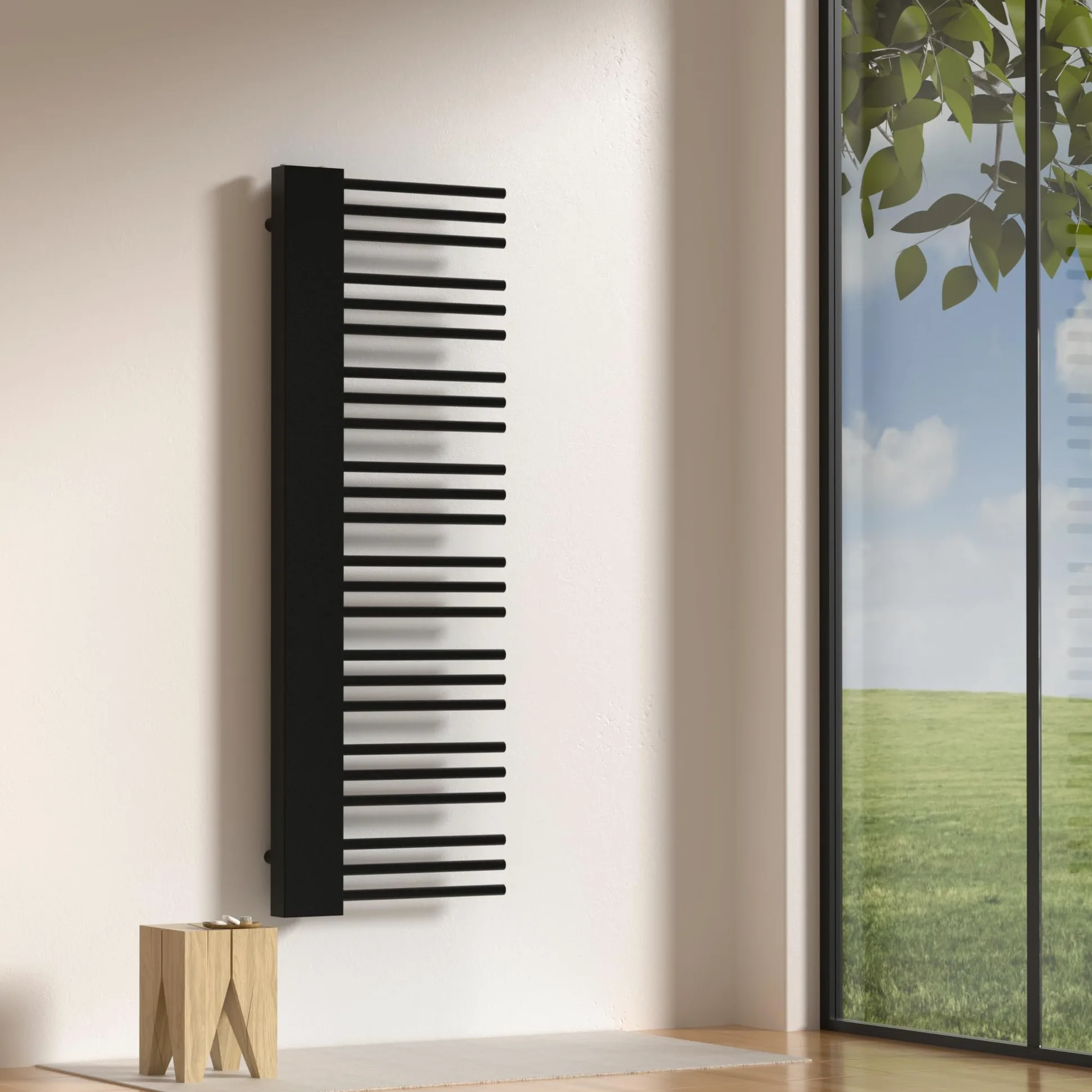 [neu.haus] Scalda Asciugamani da Parete Scaldasalviette ad Acqua Calda Radiatore per Bagno Termoarredo in Acciaio 146 x 45 cm 558 W Nero