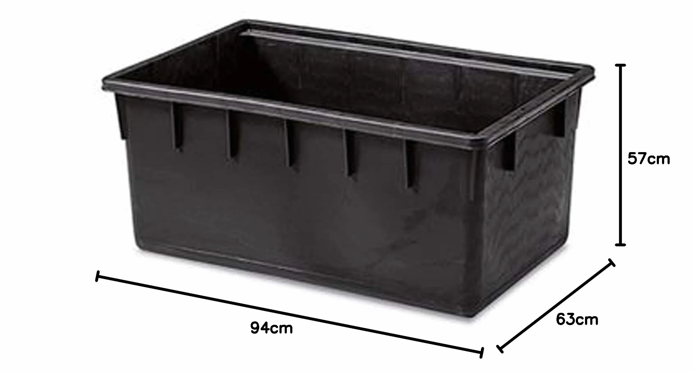 Stefanplast Contenitore rettangolare, 250 L, Nero, 94 x 63 x 57 cm