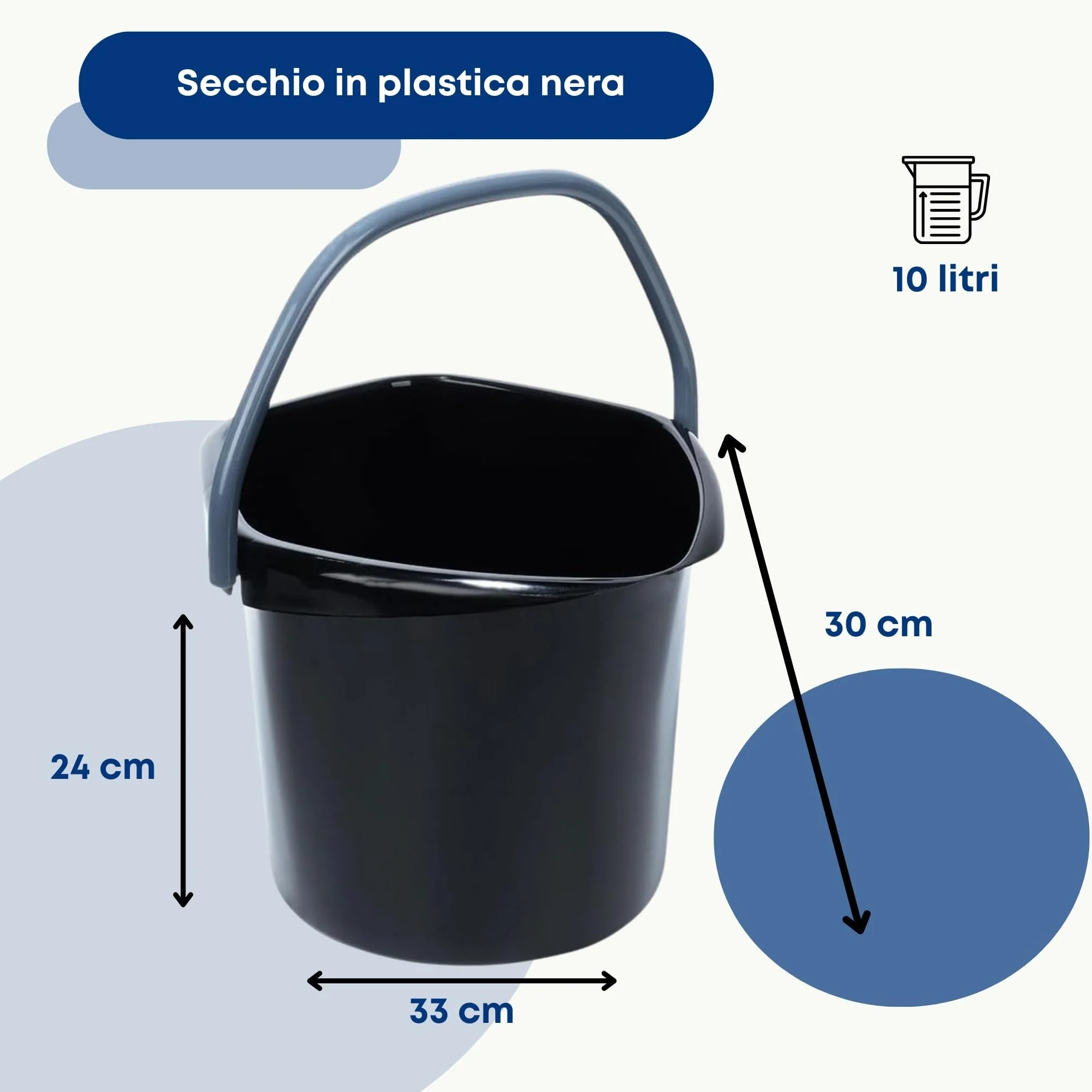 Secchio per tacchino, in plastica, nero, 10 l