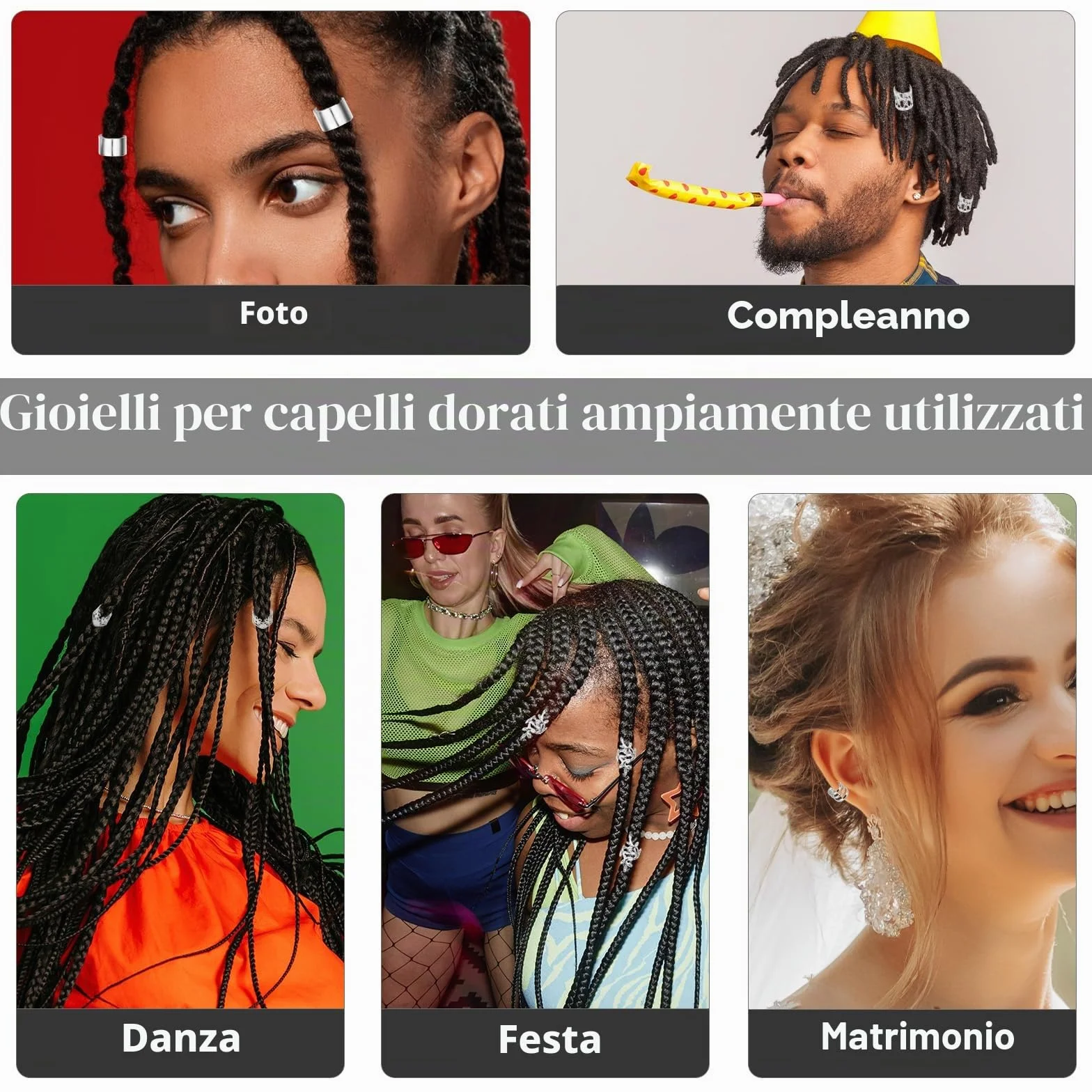 Molain 50 Pezzi Perline Regolabili in Metallo per Dreadlocks Gioielli Capelli Festival