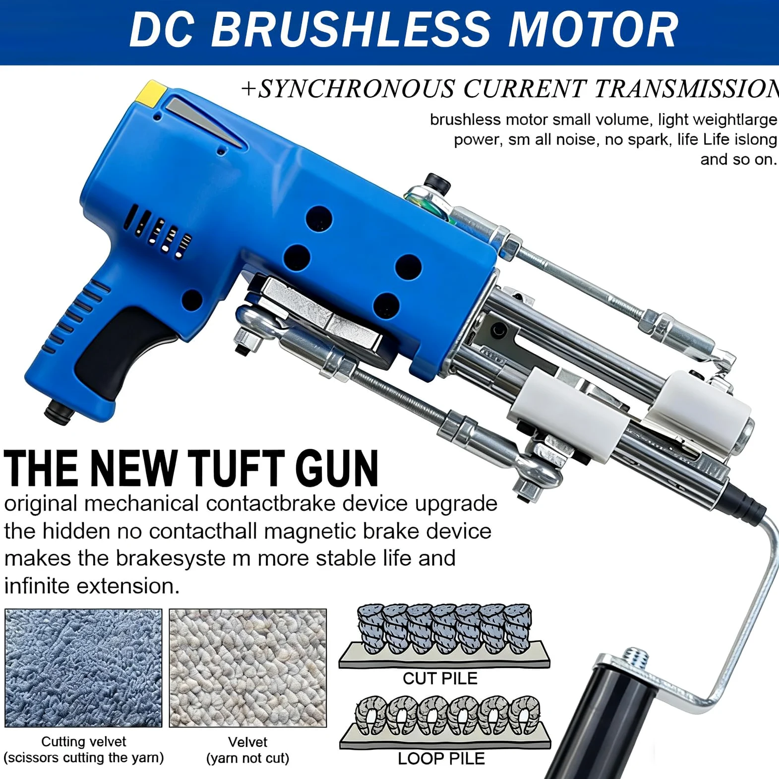 Pistola Elettrica per Trapuntatura di Tappeti 2 in 1, Pistola for Tufting di Tappeti, Macchina for Tufting, Strumenti Fai da Te, velocità del Display Digitale, Motore Senza Spazzole