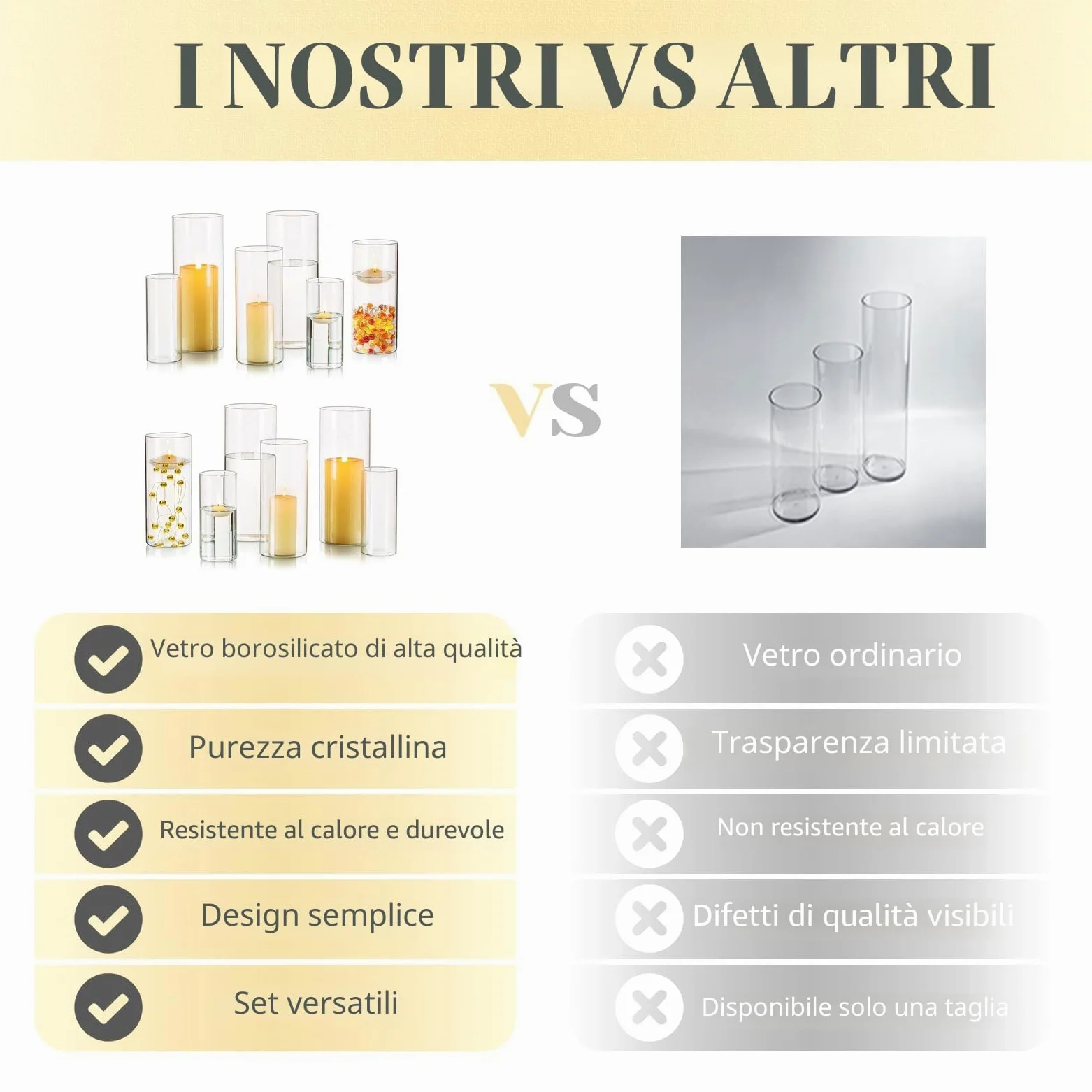 Portacandele Vetro Vaso Candele Galleggianti: Hewory Set di 12 Porta Candela Cilindrici in Vetro Trasparente Vasi per Centrotavola Decorative Cilindrico Candelabro