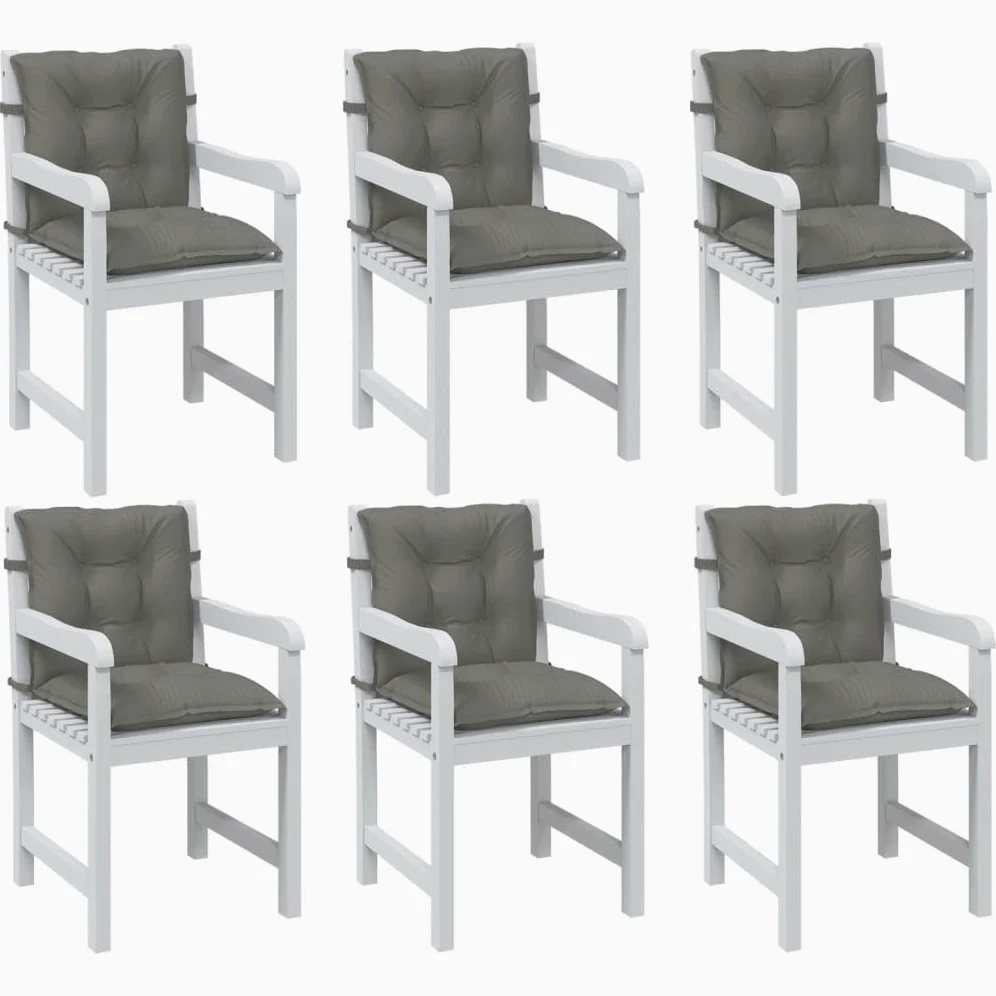 6 cuscini per sedia a schienale basso, 100 x 50 x 7 cm, tessuto in poliestere, con elastico antiscivolo e cordoncini, per sedia da giardino, balcone, terrazza, sala da pranzo, ufficio