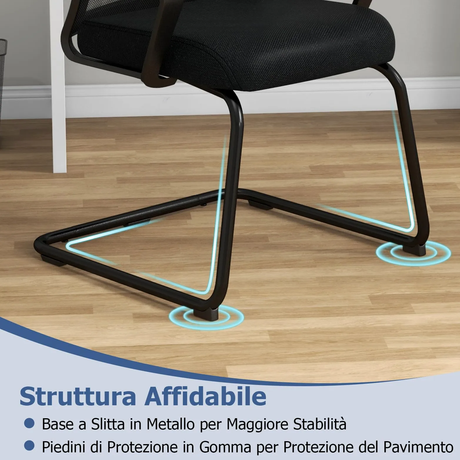 COSTWAY Sedie Sala d'Attesa con Braccioli, Poltrona da Ufficio con Struttura in Metallo, Sedia Imbottita Senza Ruote, per Ospiti per Ufficio Riunioni Conferenza, 62 x 59 x 94 (2)