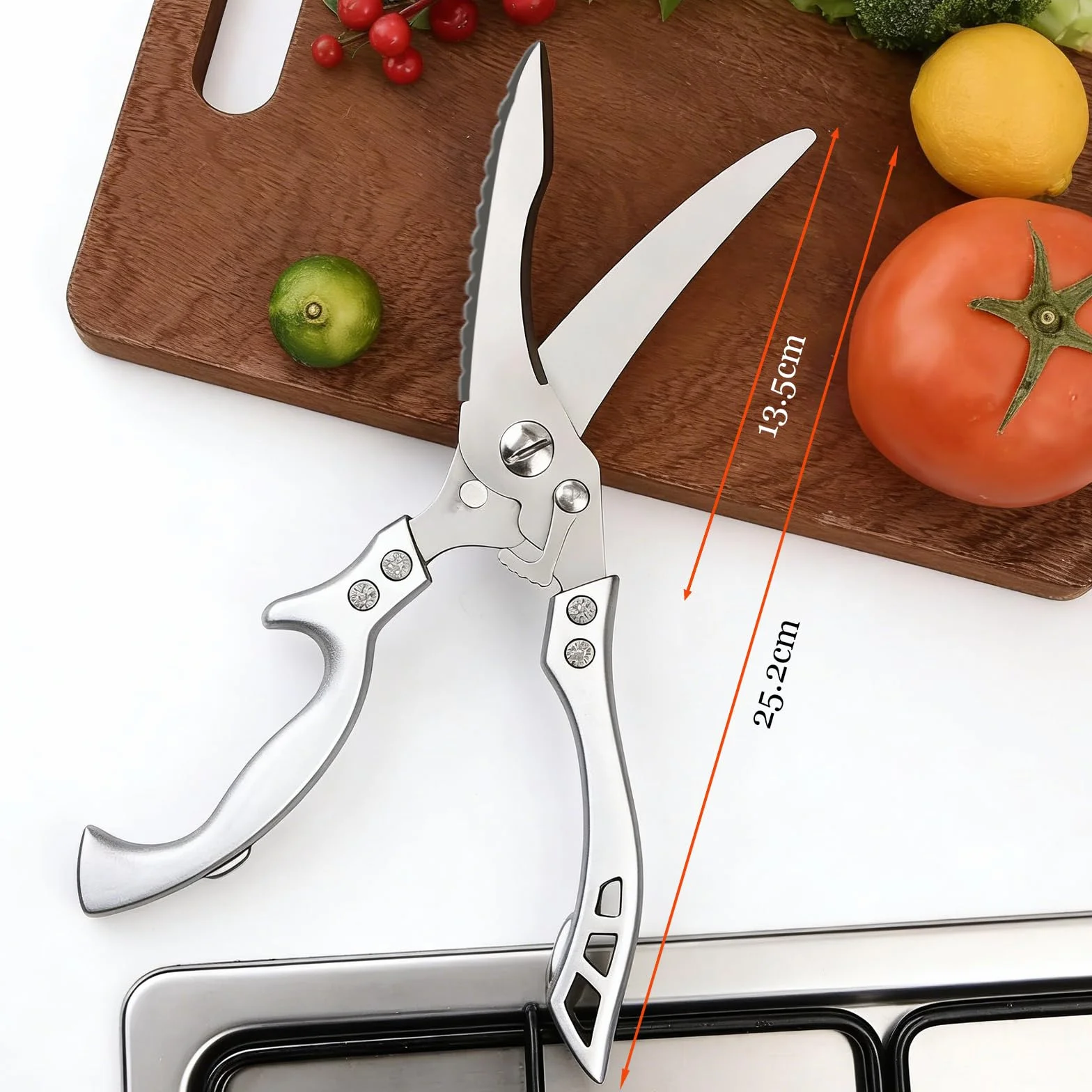 Forbici da Cucina Acciaio Inox, Forbici Professionali per Pollame con Blocco di Sicurezza, ForbicidaPollo Trinciapollo, per Ossa Di Pollo, Carne, Tacchino, Pesce E Verdure