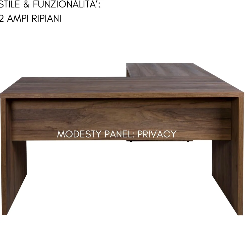ZIK Scrivania Angolare Moderna per Ufficio Salvaspazio, Tavolo Pc in Legno, Ampio Ripiano Porta Computer, Made in Italy, per Casa o Studio, Design Moderno (160/178x68x74)