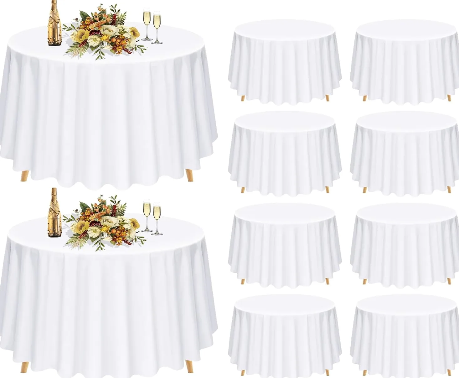 Confezione da 10 tovaglie rotonde da 120pollici, tovaglie rotonde bianche da 120 pollici tovaglie rotonde in poliestere da 120pollici tovaglie lavabili per matrimoni, banchetti o ristoranti (bianco)