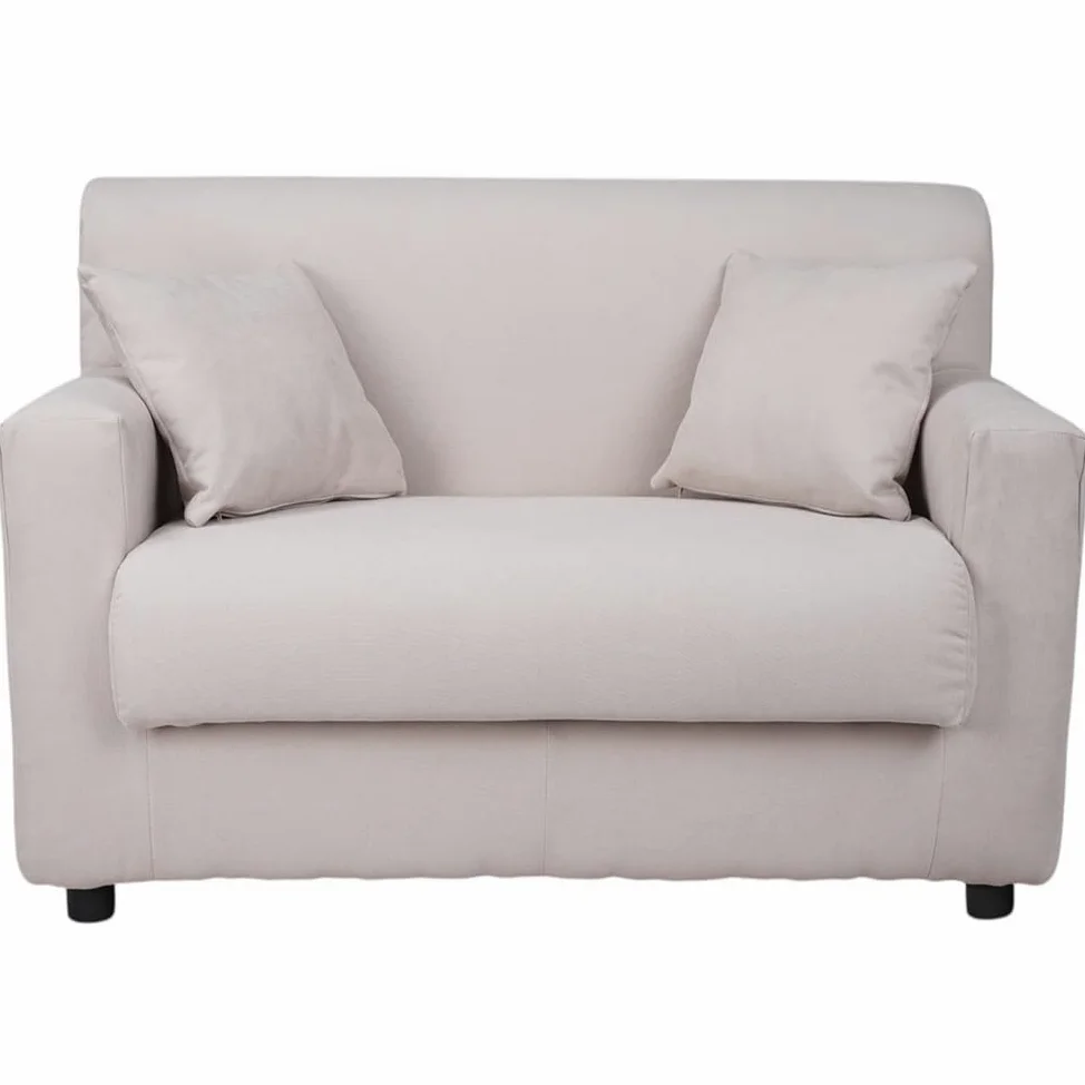 Liberoshopping Divano sfoderabile 2 posti in tessuto imbottito con braccioli larghezza 124 cm (Beige)