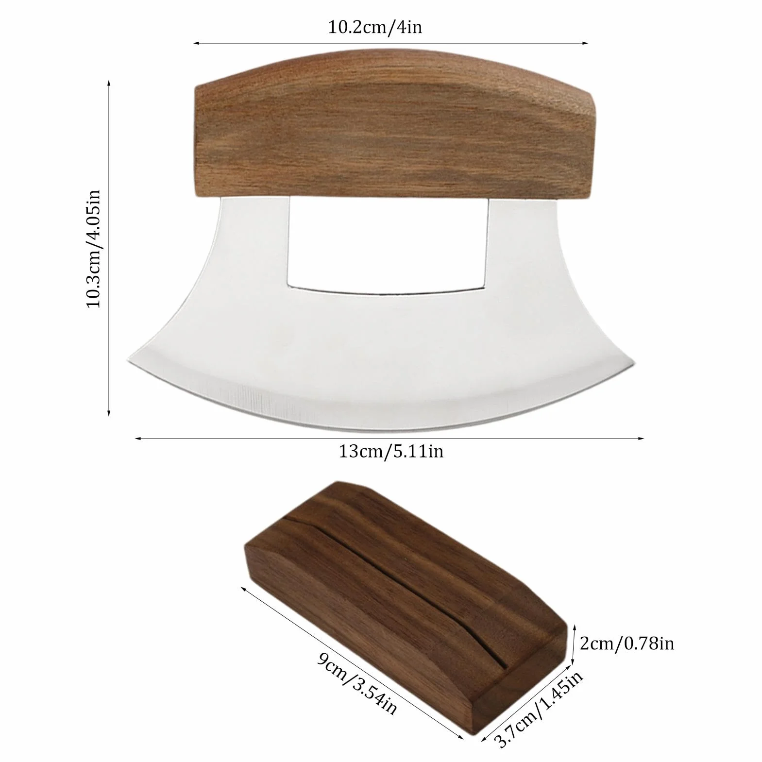 Mezzaluna Alaska - Affettatrice Mezzaluna | Tagliaverdure Insalata | Ulu Cutter | Taglio Inclinabile | Base Per Navi