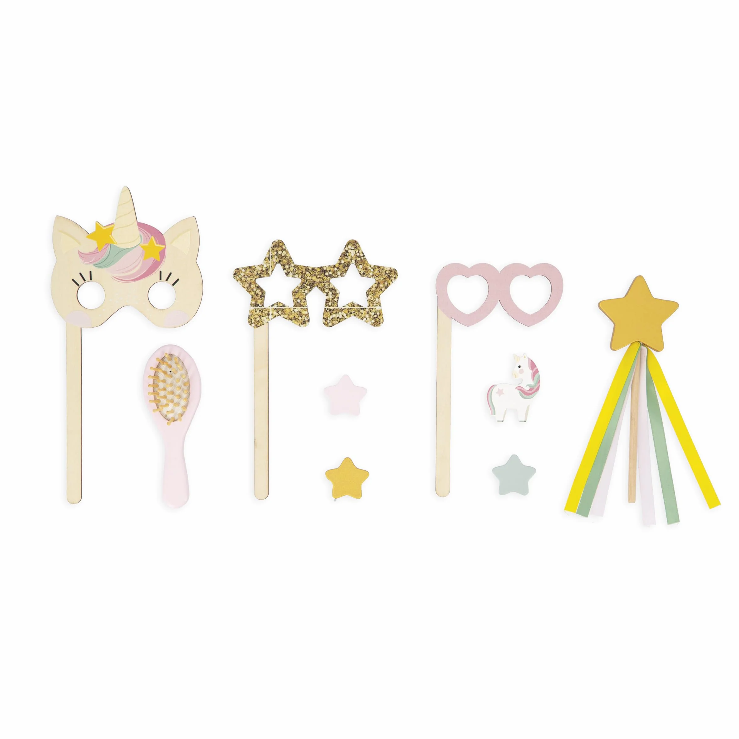 Janod Tavolino da Toilette per Bambina, Tema Unicorno, Gioco d'imitazione, Tavolino da Toilette con Specchio e Sgabello Giocattolo, 10 Accessori, Dimensioni 56,6 x 42,5 x 86,25 cm, da 3 Anni