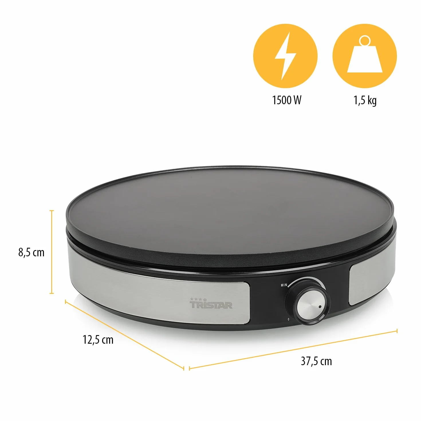 Tristar BP-2639 Crepiera 2 in 1 piastra reversibile 33 cm acciaio inox nero