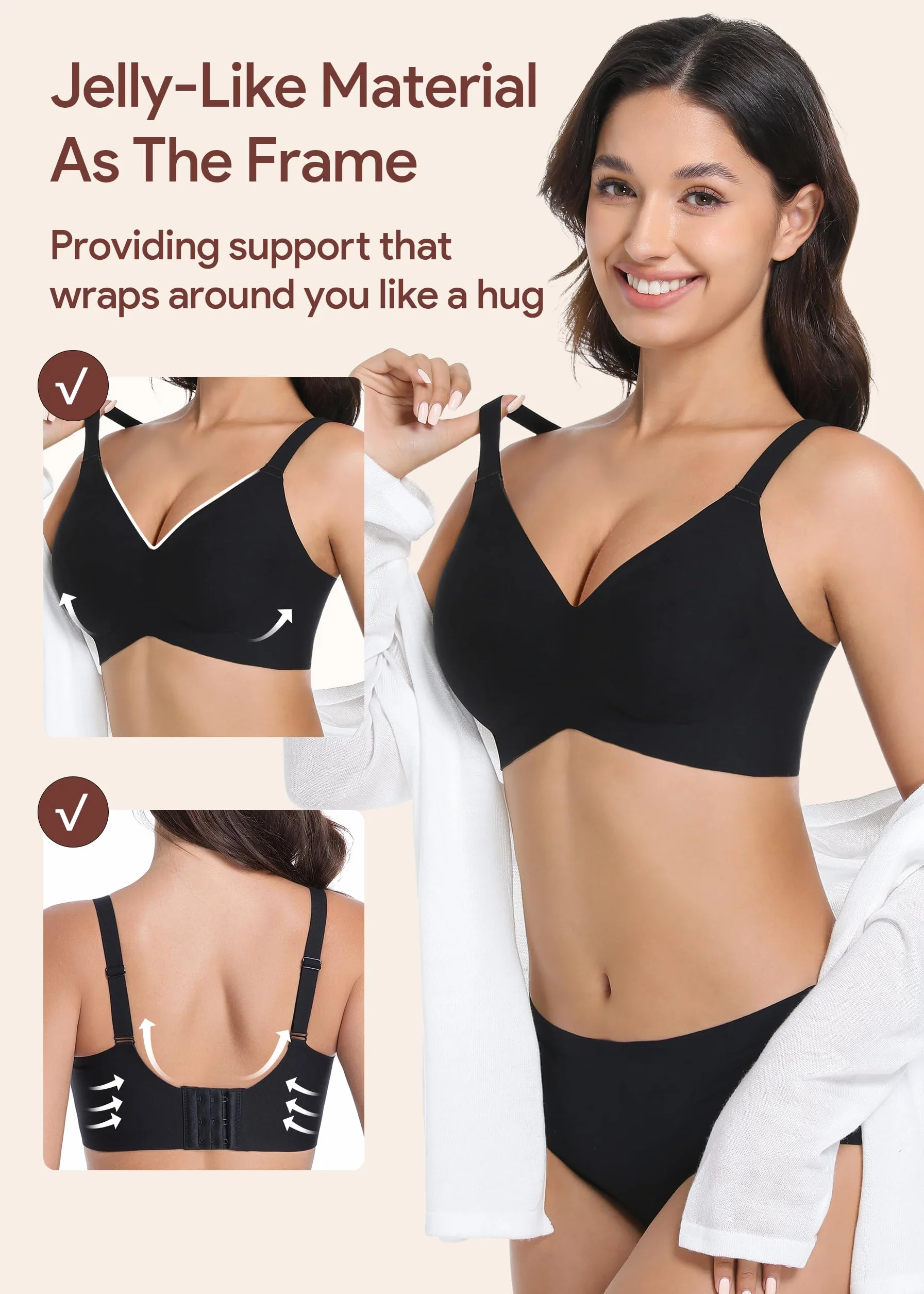Reggiseno Senza Fili Push-up Bralette Senza Cuciture Comfort