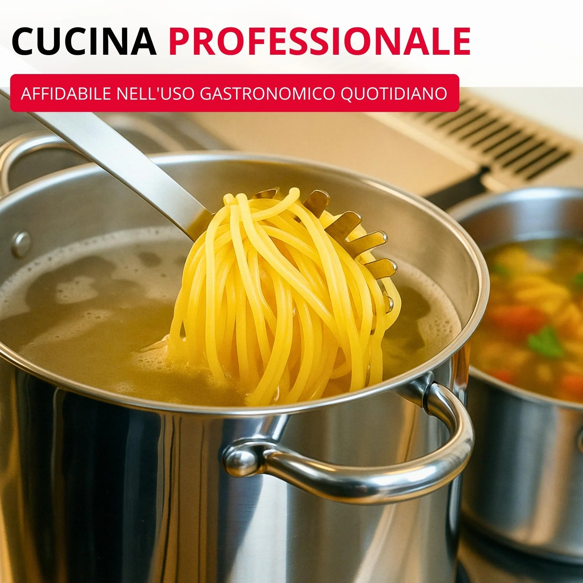 Westmark Spaghetti Spoon Pro – Cucchiaio per pasta in acciaio inossidabile con punte rotonde – Pratico cucchiaio per pasta per spaghetti, tagliatelle e altro – Argento, 39,5 cm