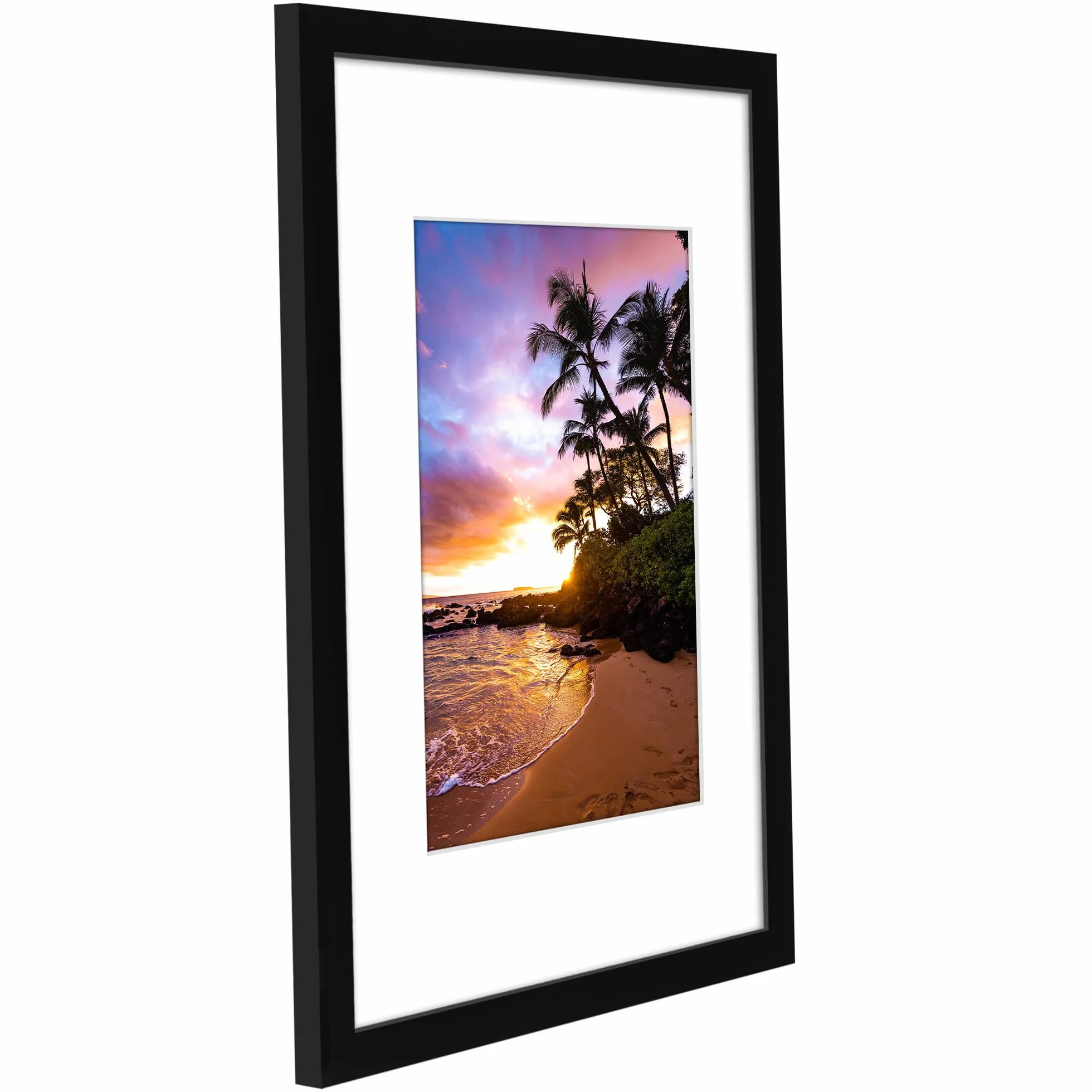 Americanflat Cornice per Foto da 20x30 cm Nera - Cornice da Parete da 20x30 cm con Passepartout o 30x45 cm Senza Passepartout - Plexiglass e Gancio da Parete Integrati