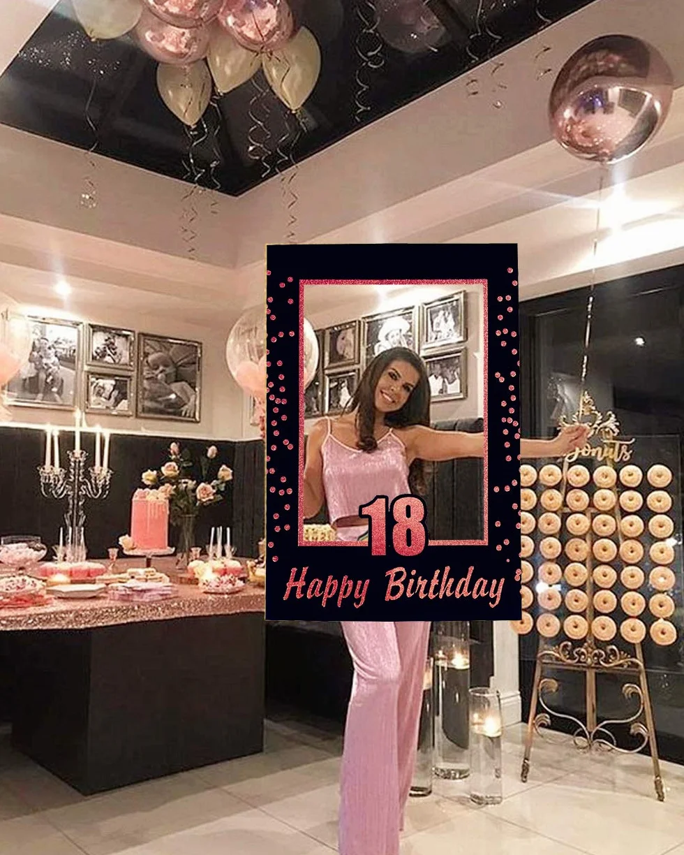 Jevenis rose gold 18th birthday party photomaton puntelli cornice per foto del 18 ° compleanno cornice per foto di compleanno