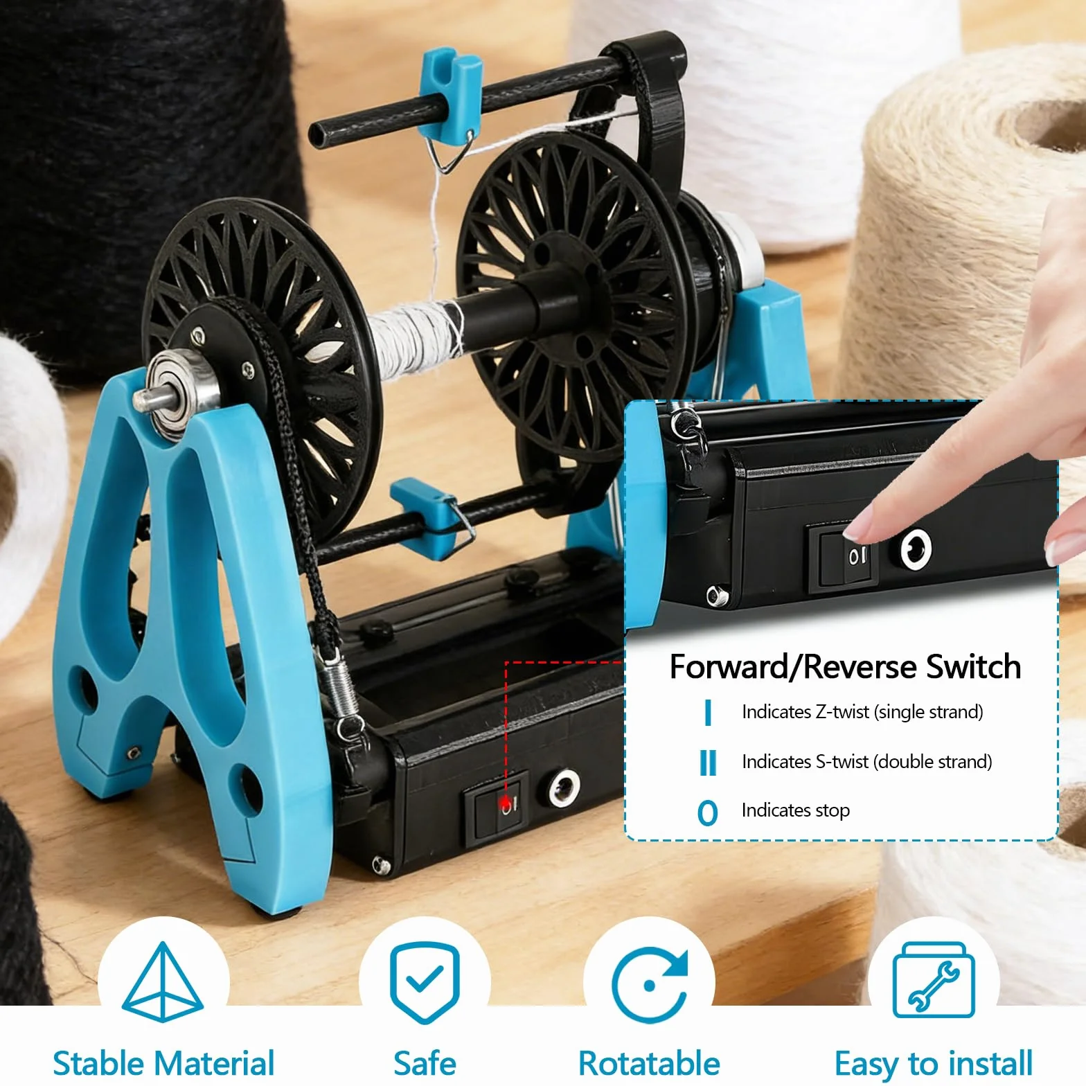 Filatoio Elettrico, Mini Filatoio per Lana per Uso Domestico con Pedale Controllo di velocità Continuo Macchina per Avvolgimento Filati A 1800 Giri/Min per Cotone E Seta