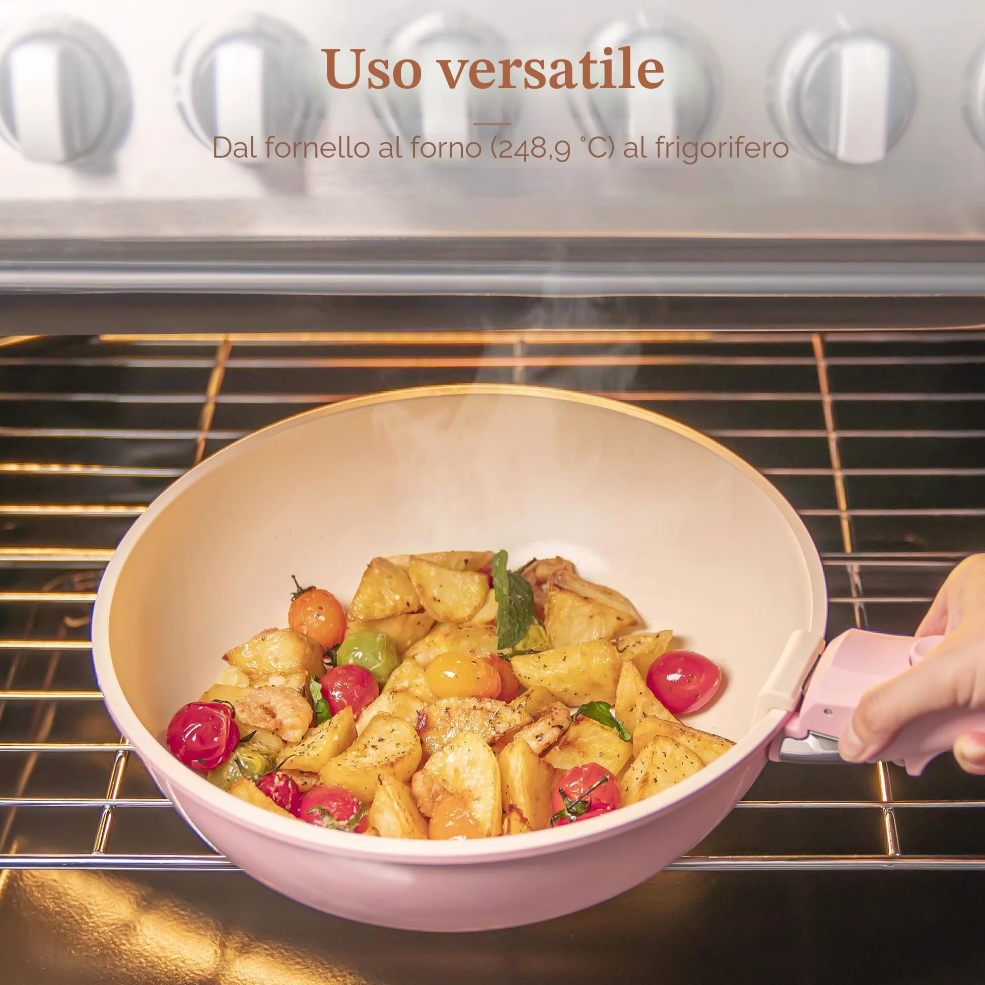 Astercook Set da 21 pentole e padelle antiaderenti, set di pentole in ceramica con manico staccabile, set da cucina per camper con manici rimovibili, adatto al forno, pronto per induzione, set