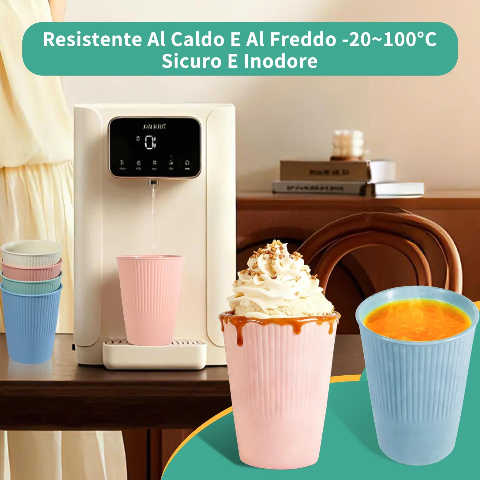 Set di 16 Bicchieri Plastica Rigida Lavabili per Feste e Quotidiano