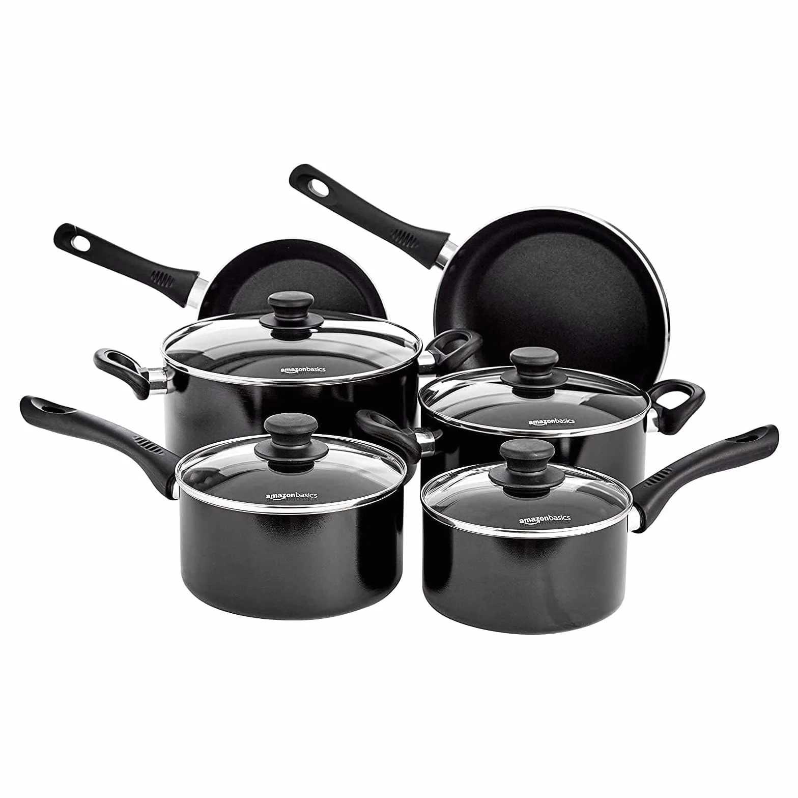 Amazon Basics Set di pentole in ceramica antiaderente per induzione 6 pezzi con coperchi
