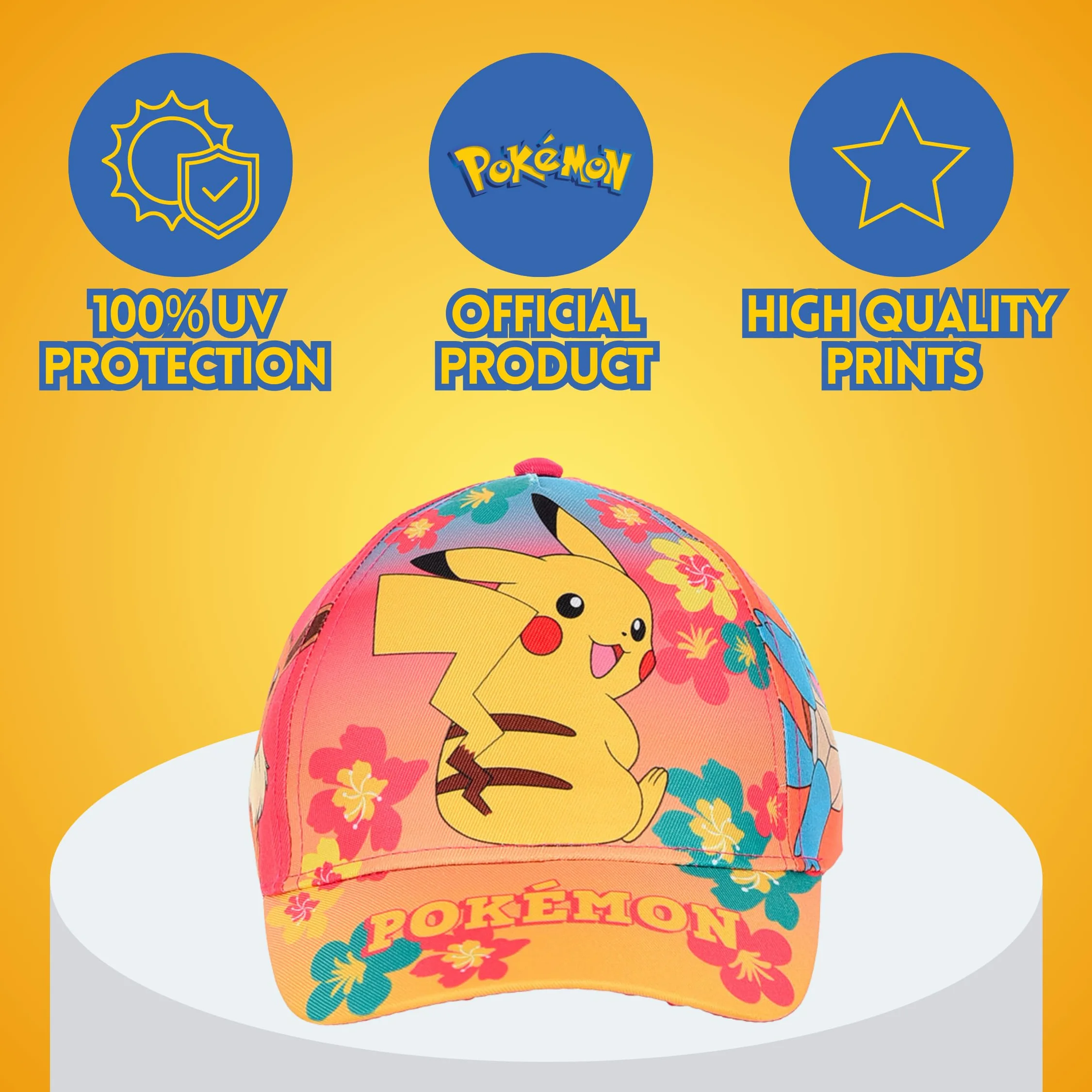 Pokémon Cappello da Baseball Ragazze, Berretto con Pikachu, Squirtle, Eevee, Charmander e Mew, Cappello Estivo per Bambine