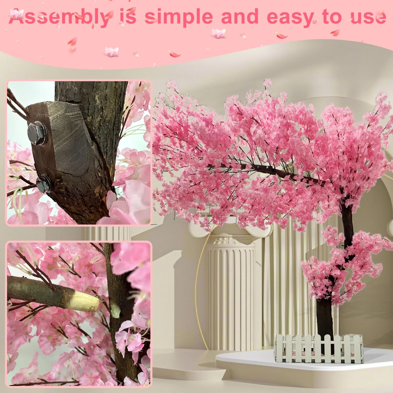 Albero Artificiale Fiori Ciliegio, Finto Fiore Sakura Con Led Lampada, Fatto A Mano Ciliegio Alberi per Casa Ufficio Interno Esterni Decorativo (Rosa, 70.9IN/180CM)
