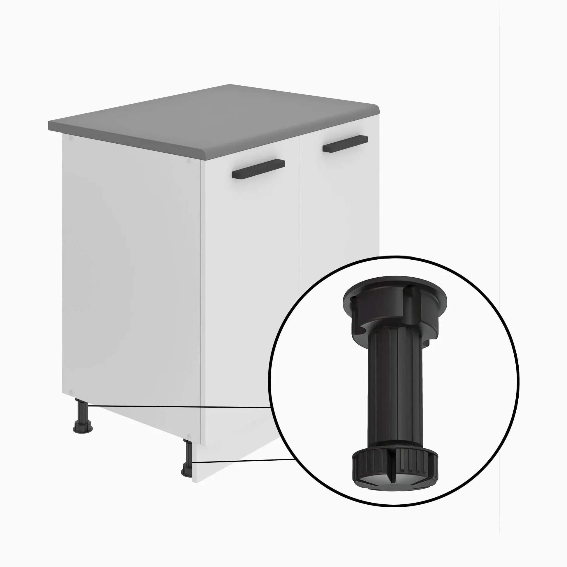Belini, Rose - Cucina monoblocco, 300 cm, cucina componibile, senza elettrodomestici, con armadietti pensili e mobiletti, senza piani di lavoro, bianco lucido